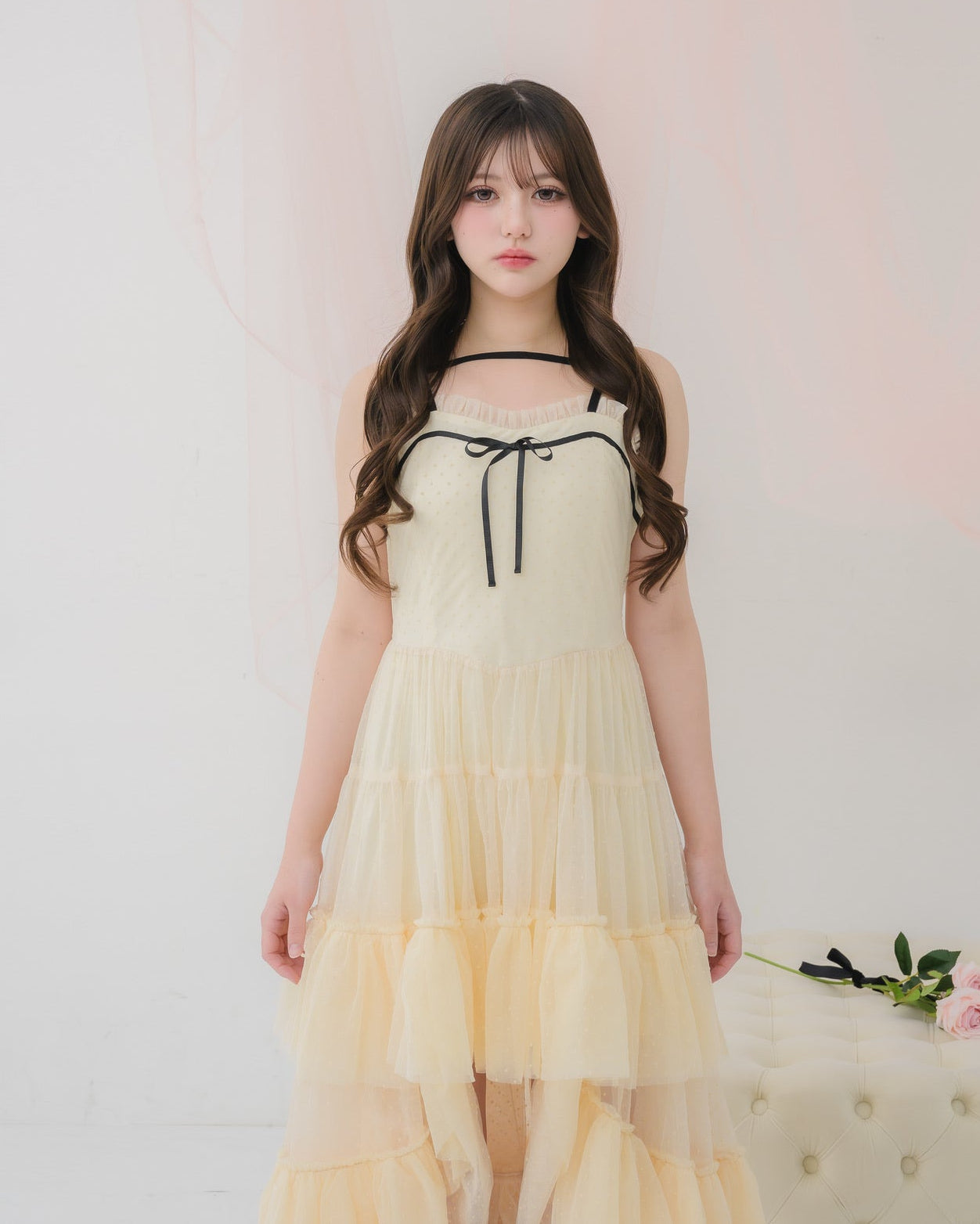 【 予約商品 】dot tulle tiered dress