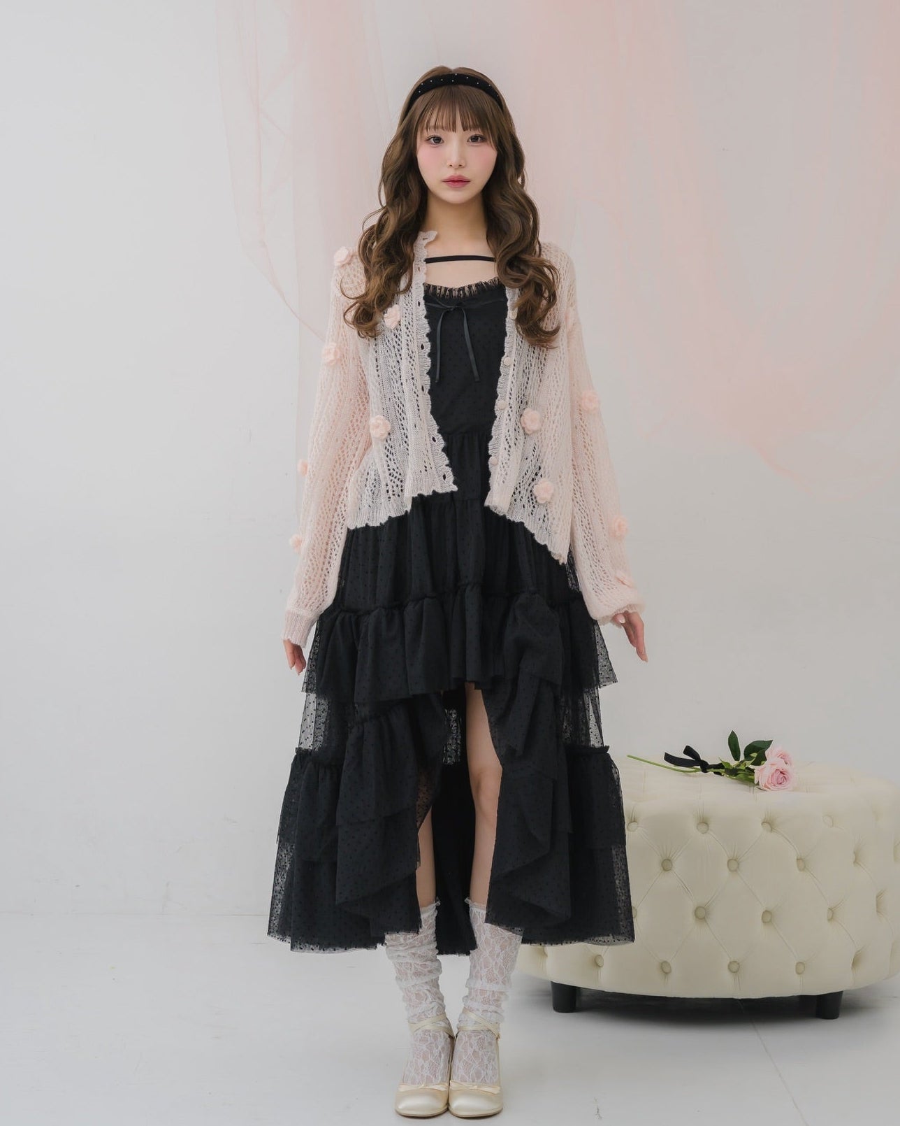 flower knit cardigan