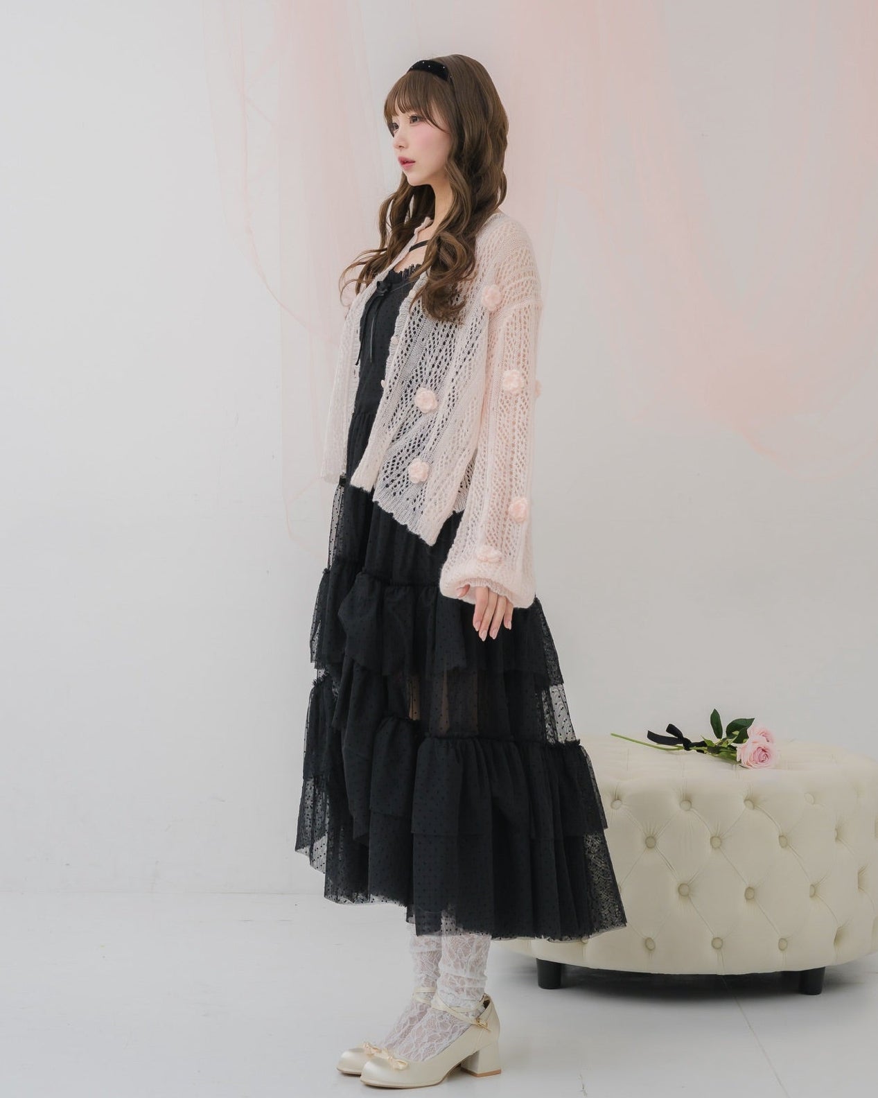 flower knit cardigan