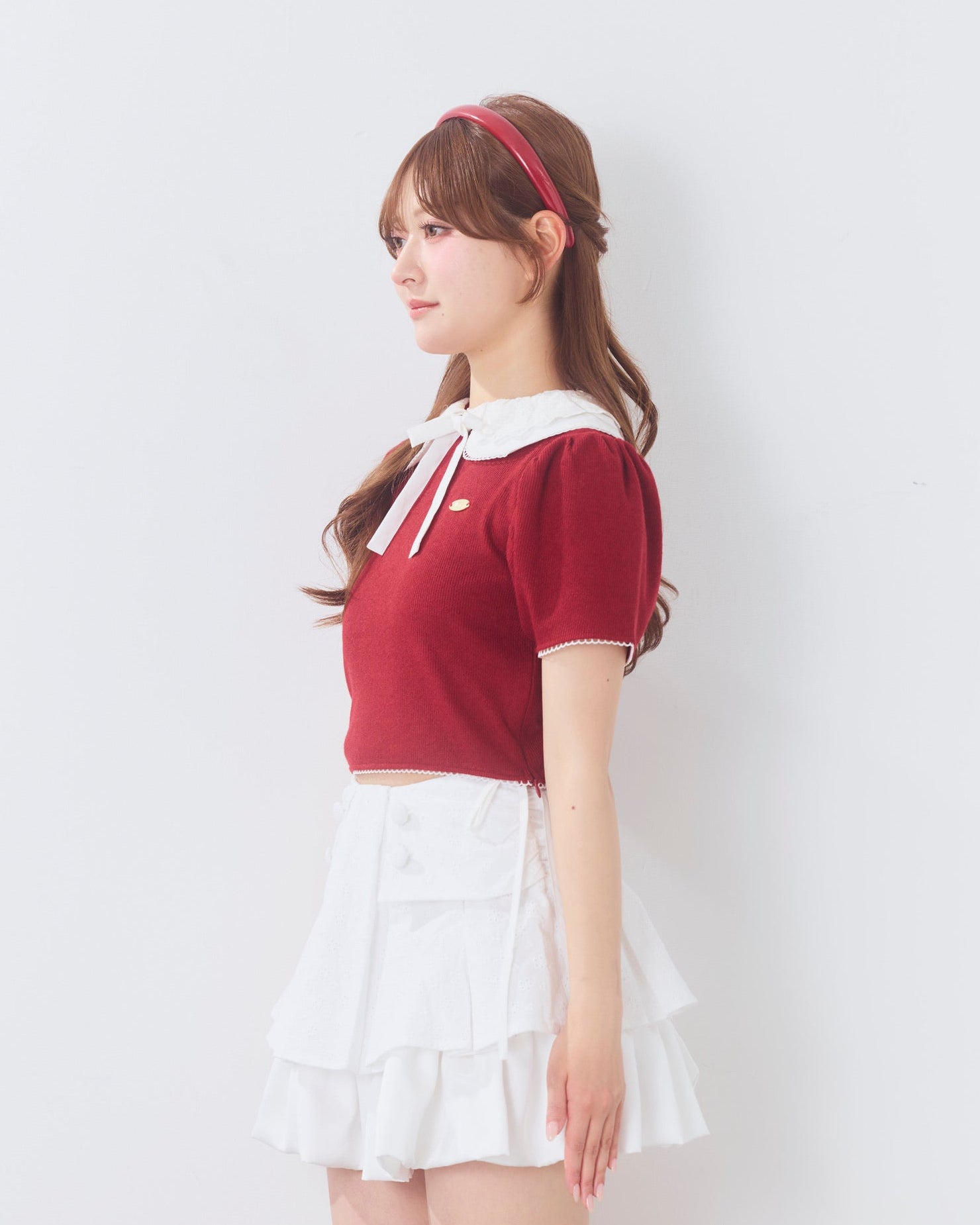 marine round collar knit tops