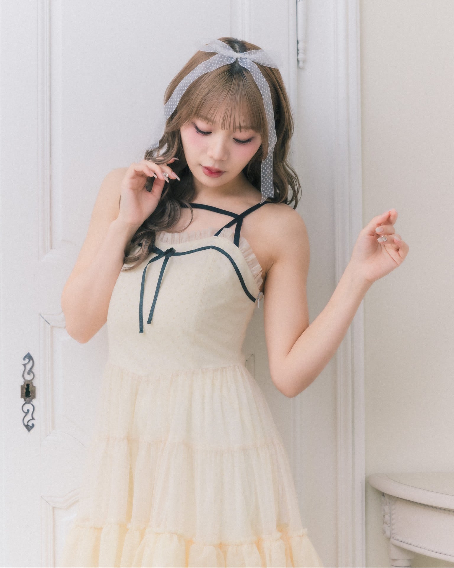 【 予約商品 】dot tulle tiered dress