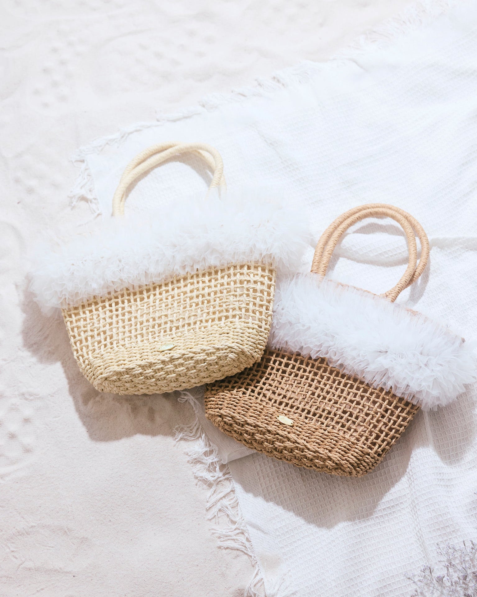 tulle straw bag