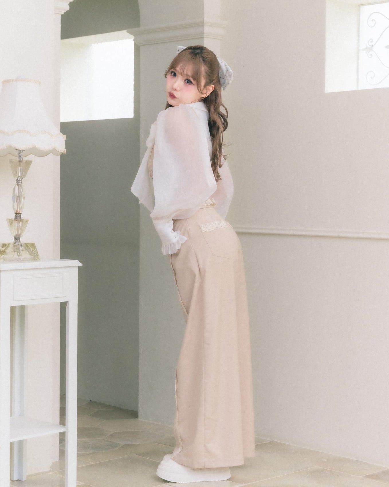 sheer chiffon ribbon blouse