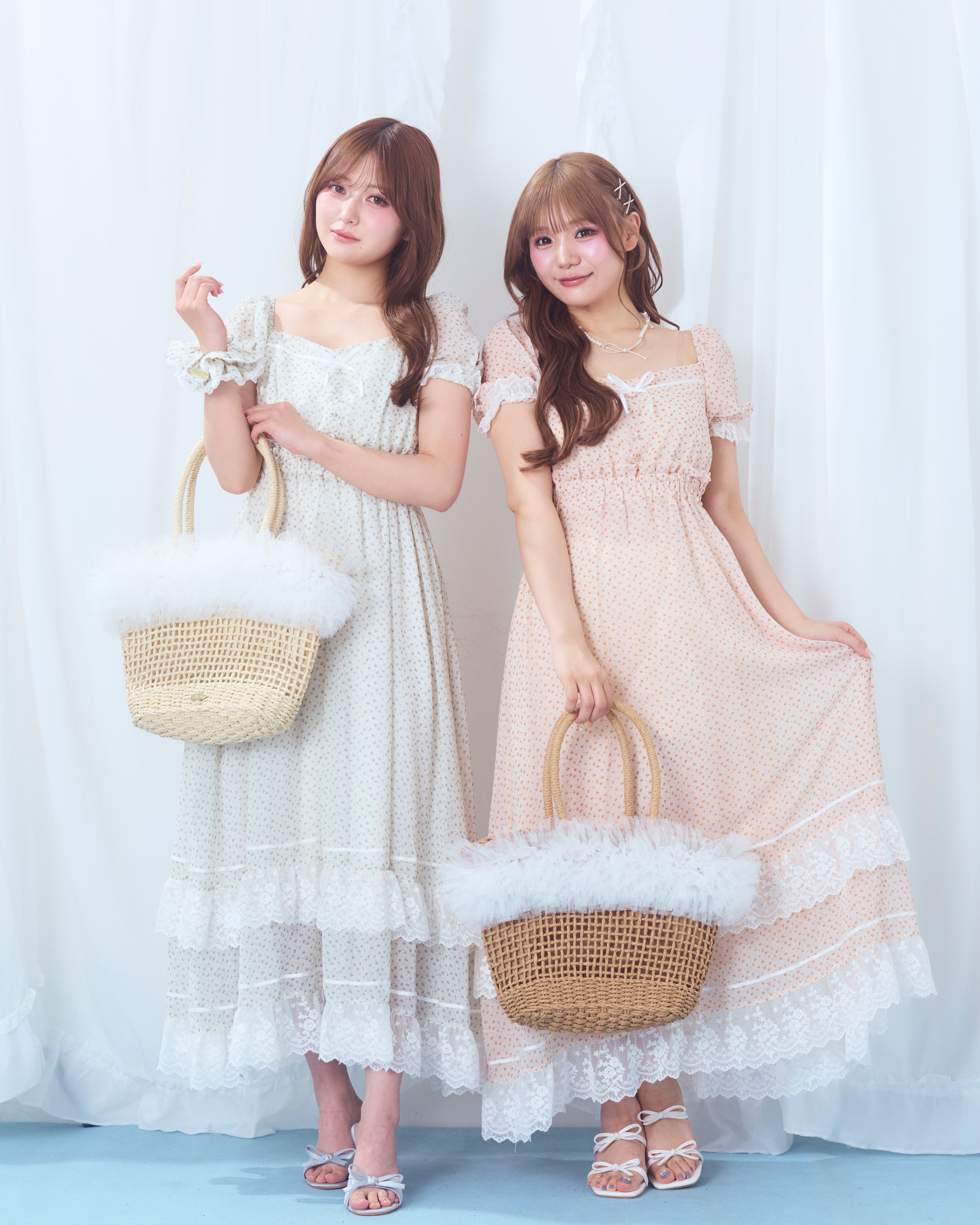 【 pre order 】flower chiffon long onepiece