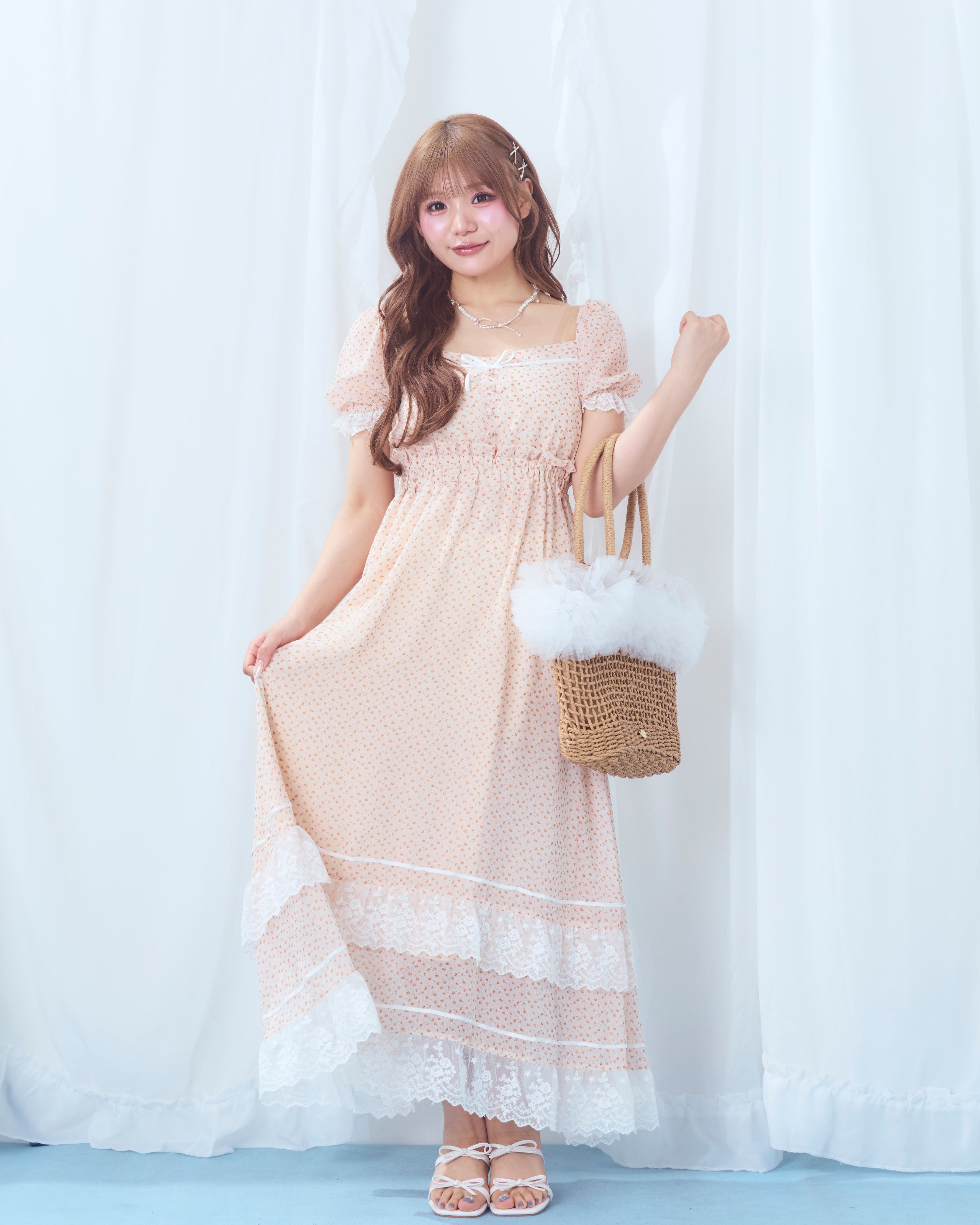 flower chiffon long onepiece