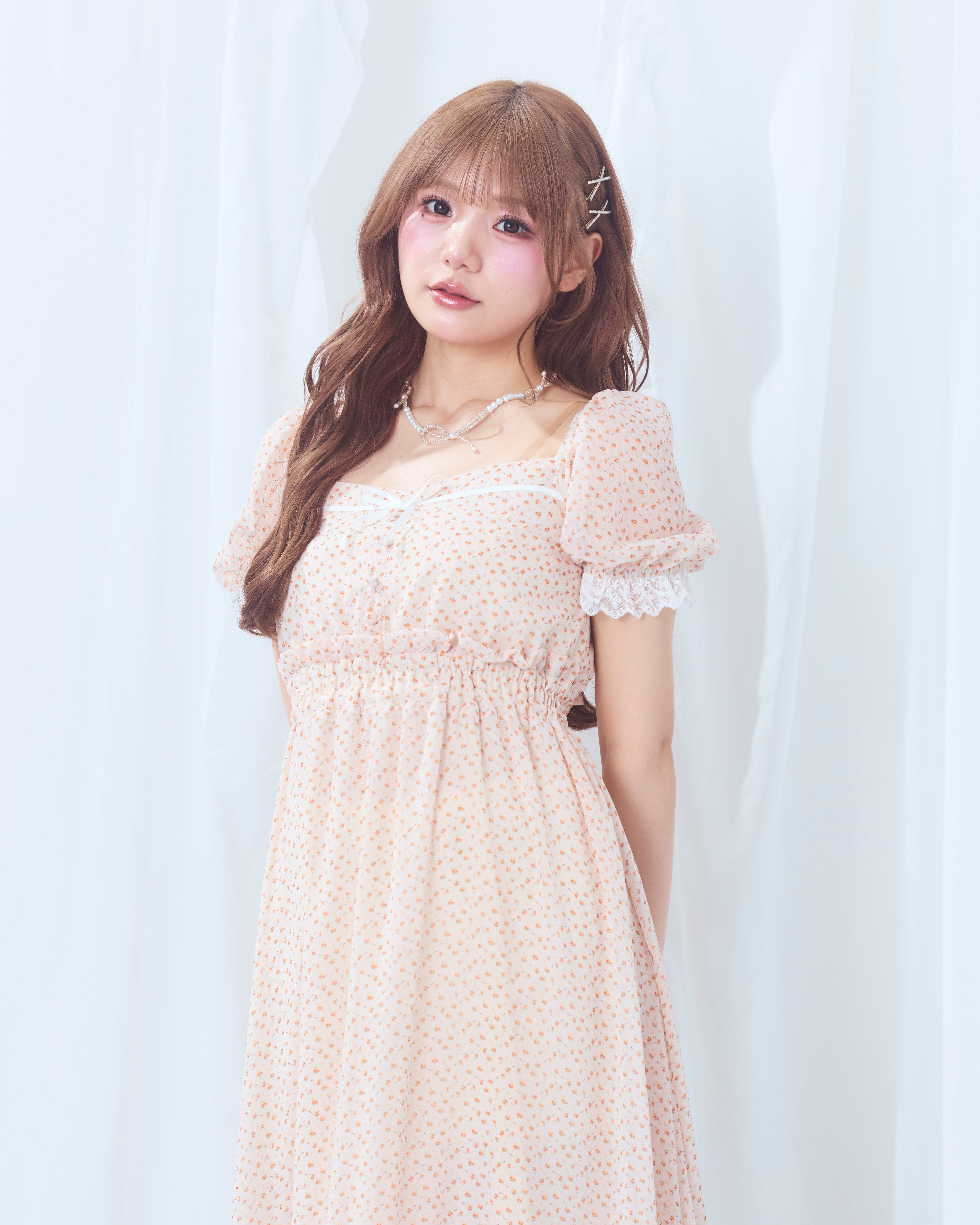 flower chiffon long onepiece