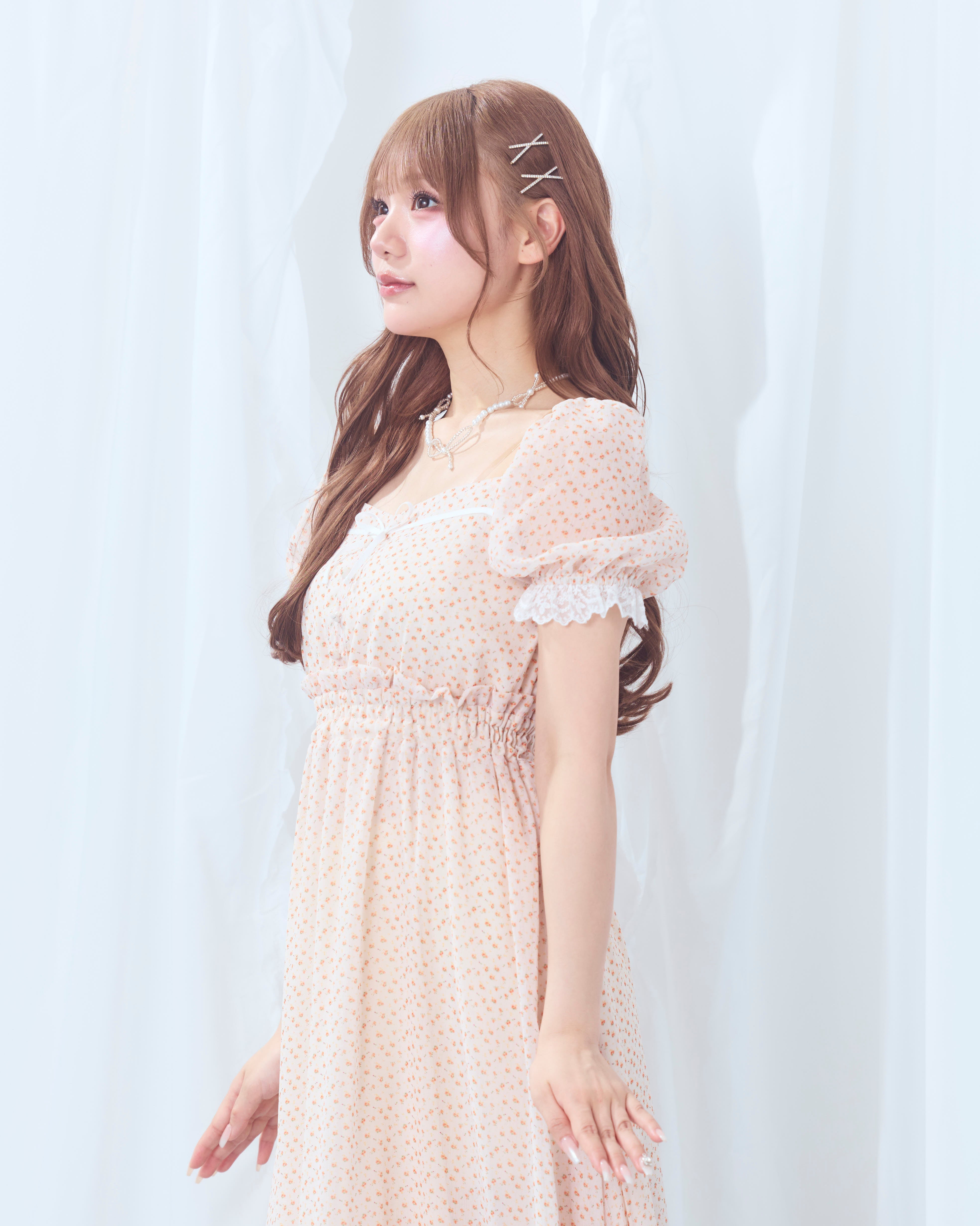 flower chiffon long onepiece