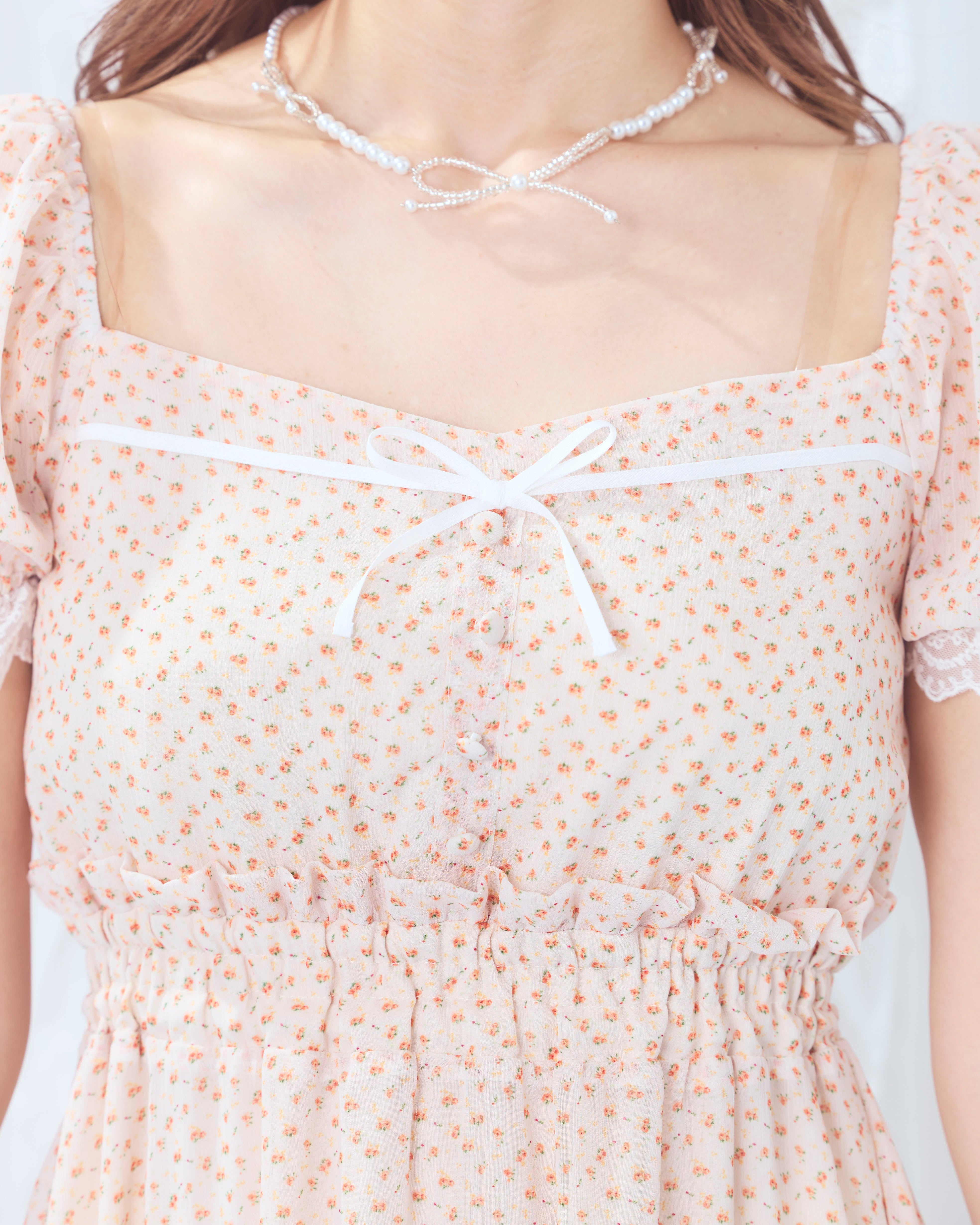 flower chiffon long onepiece