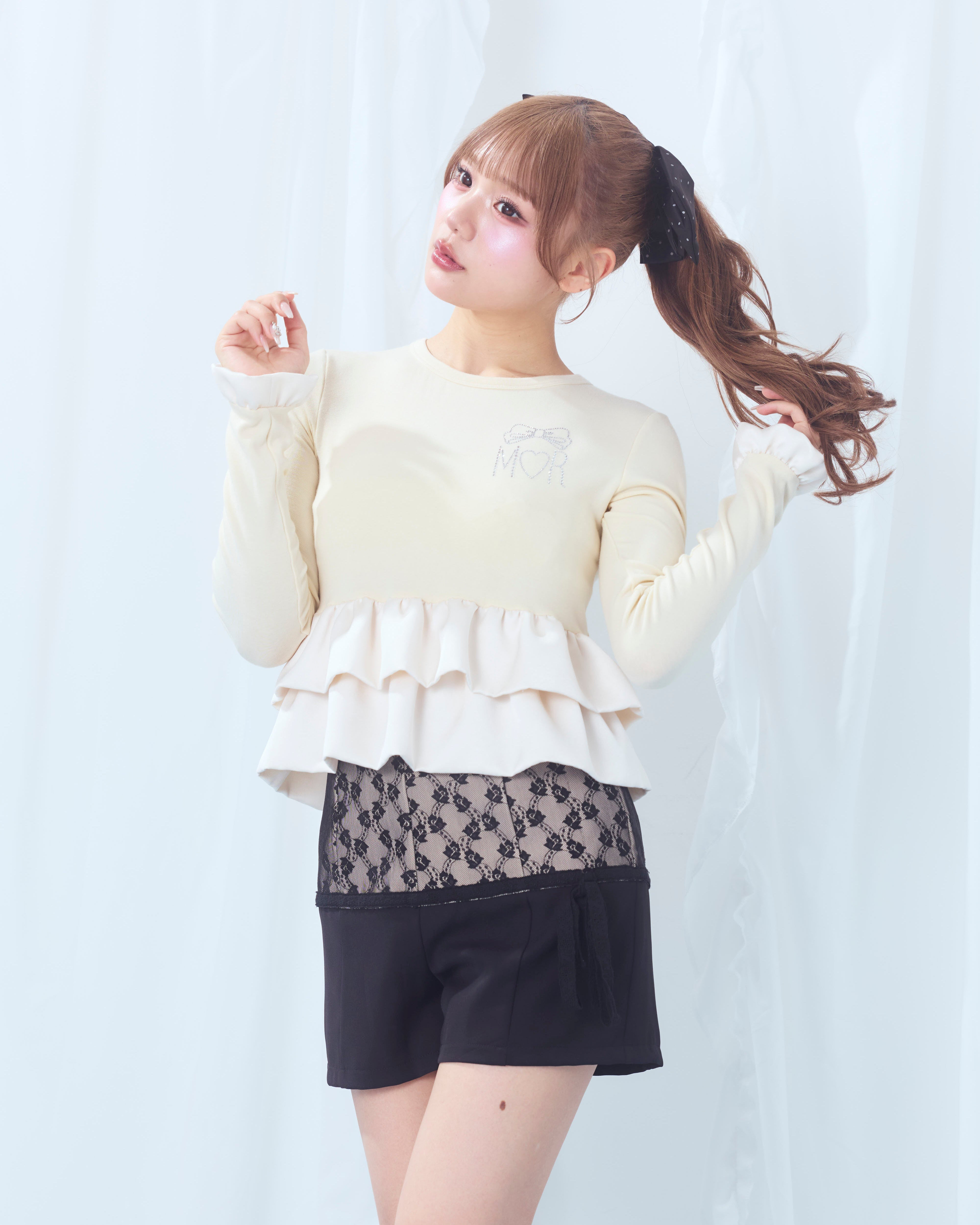 cream peplum long tshirt
