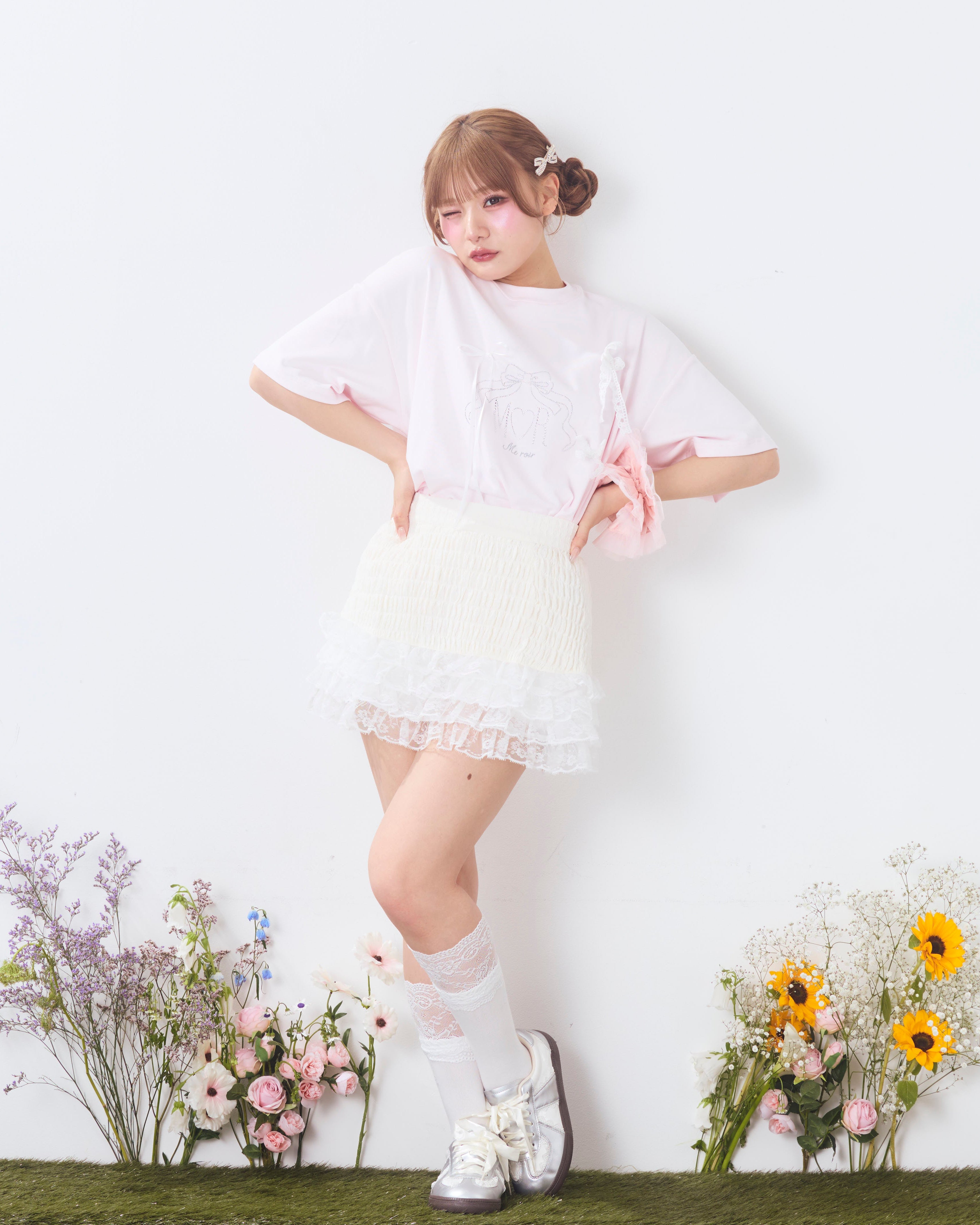 tiered shirred skirt pants