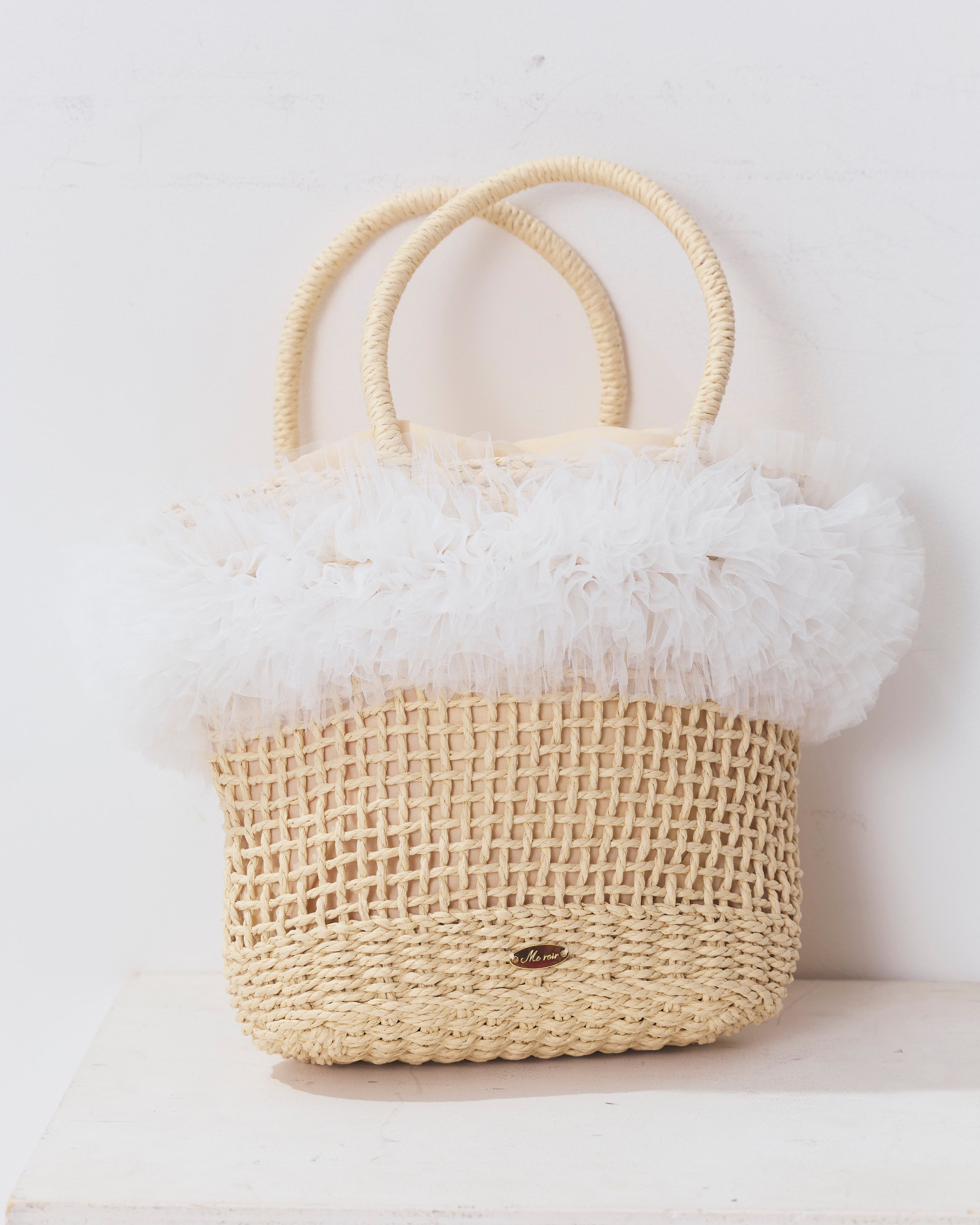 tulle straw bag