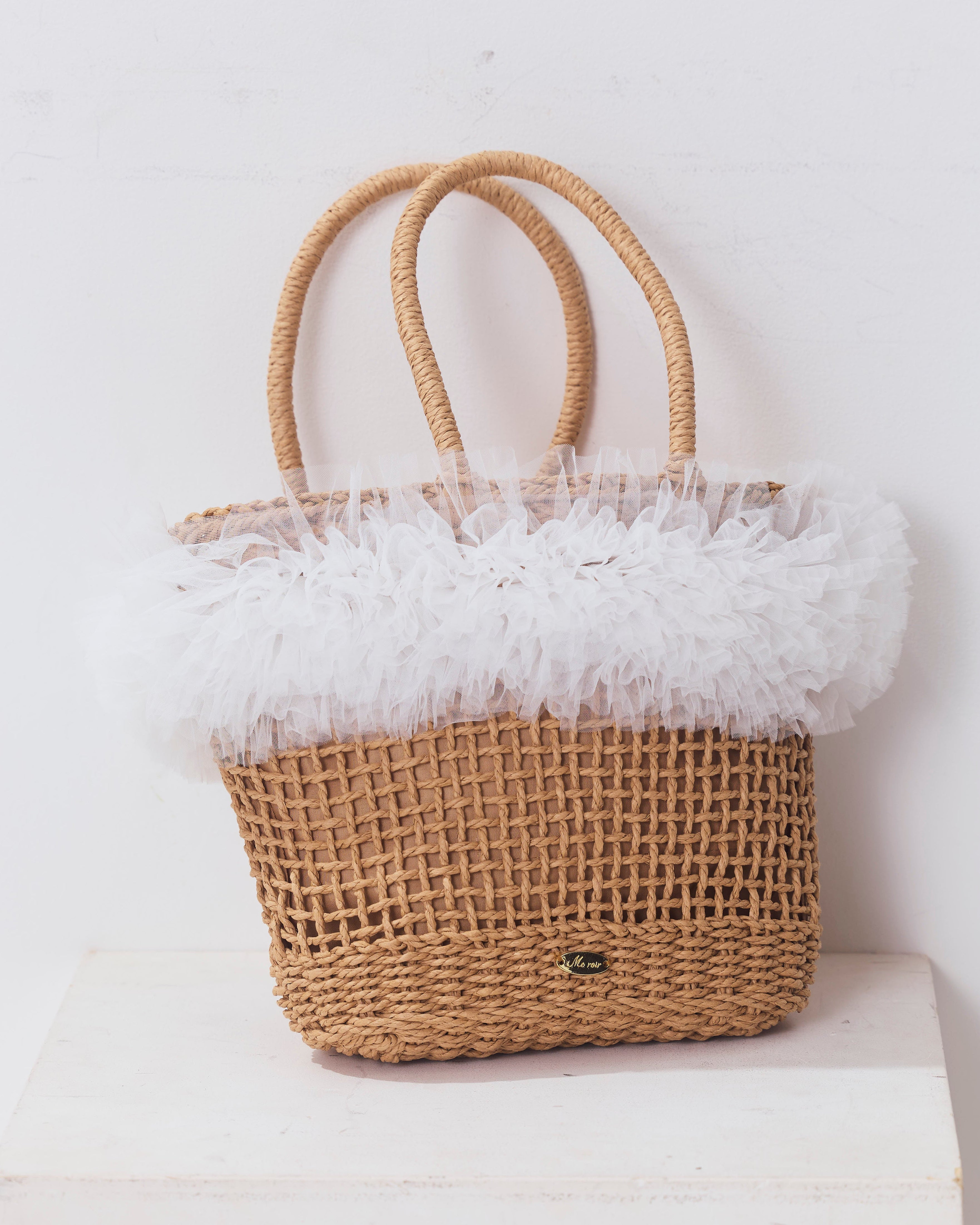 tulle straw bag