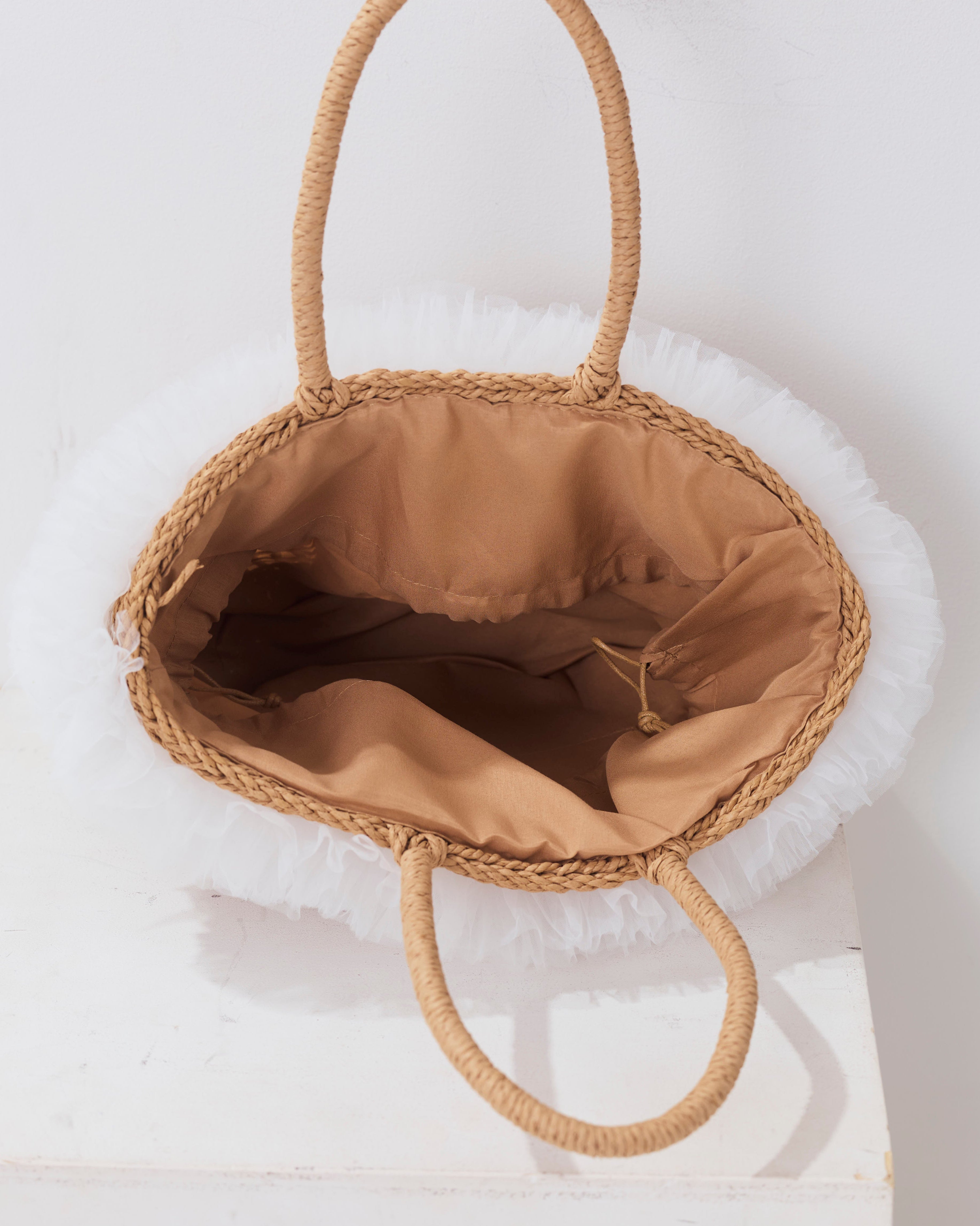 tulle straw bag