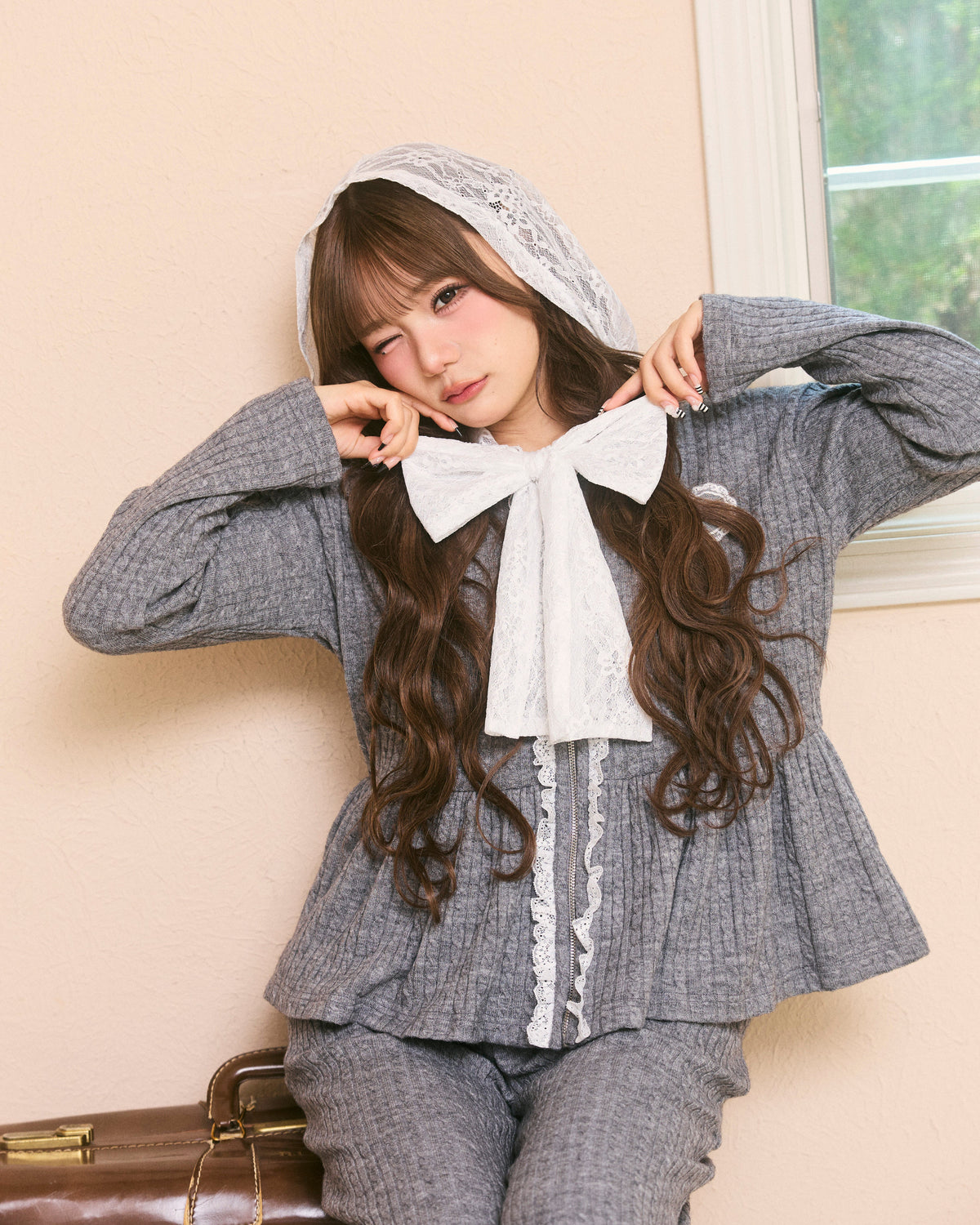 lace peplum ribbon knit