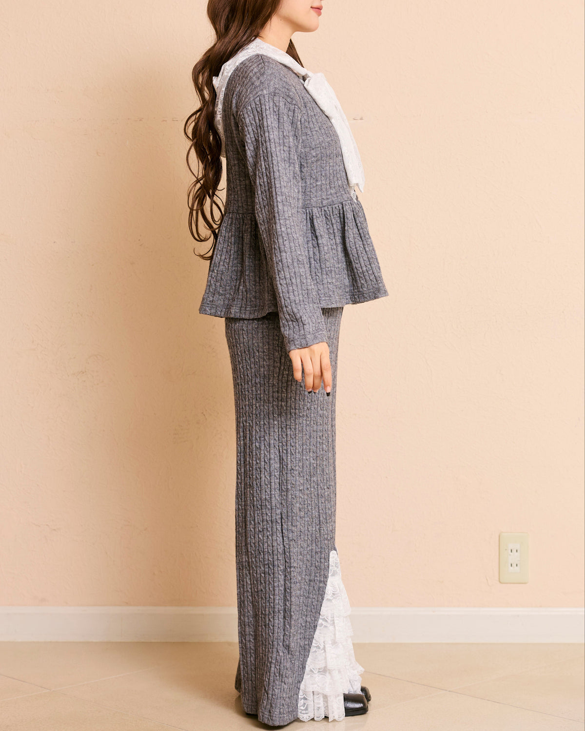 lace peplum ribbon knit