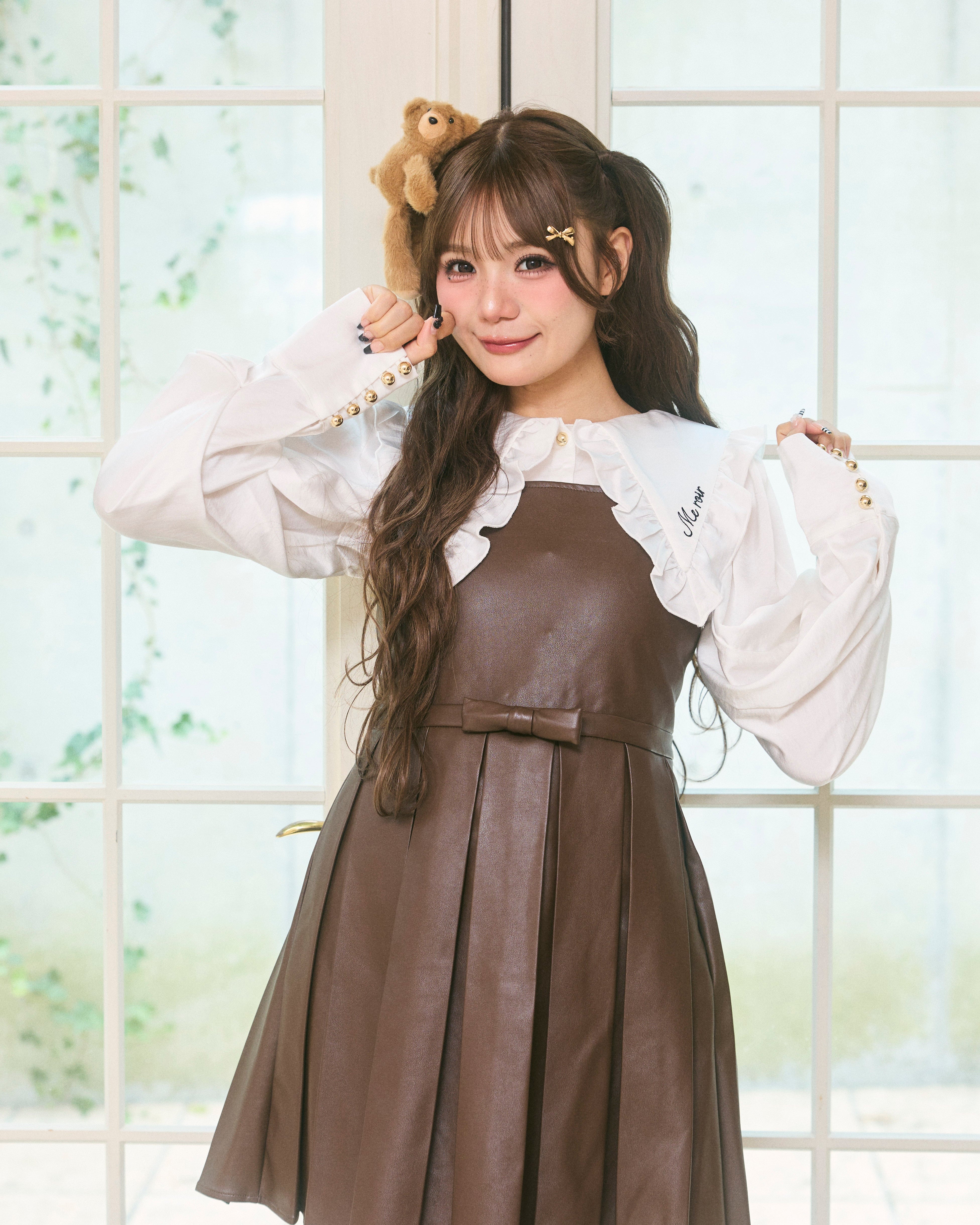 leather pleats mini onepiece