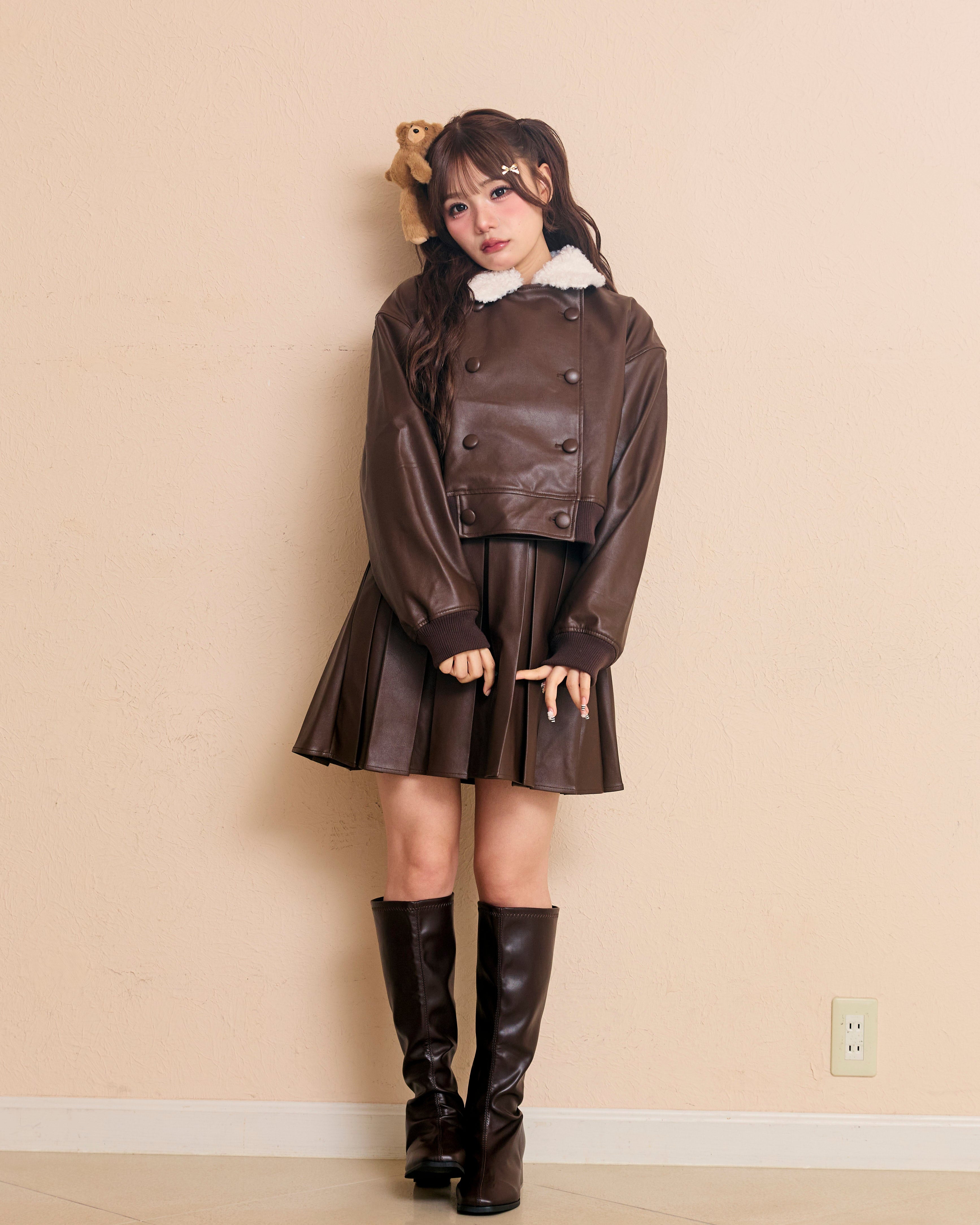 logo fur leather jacket
