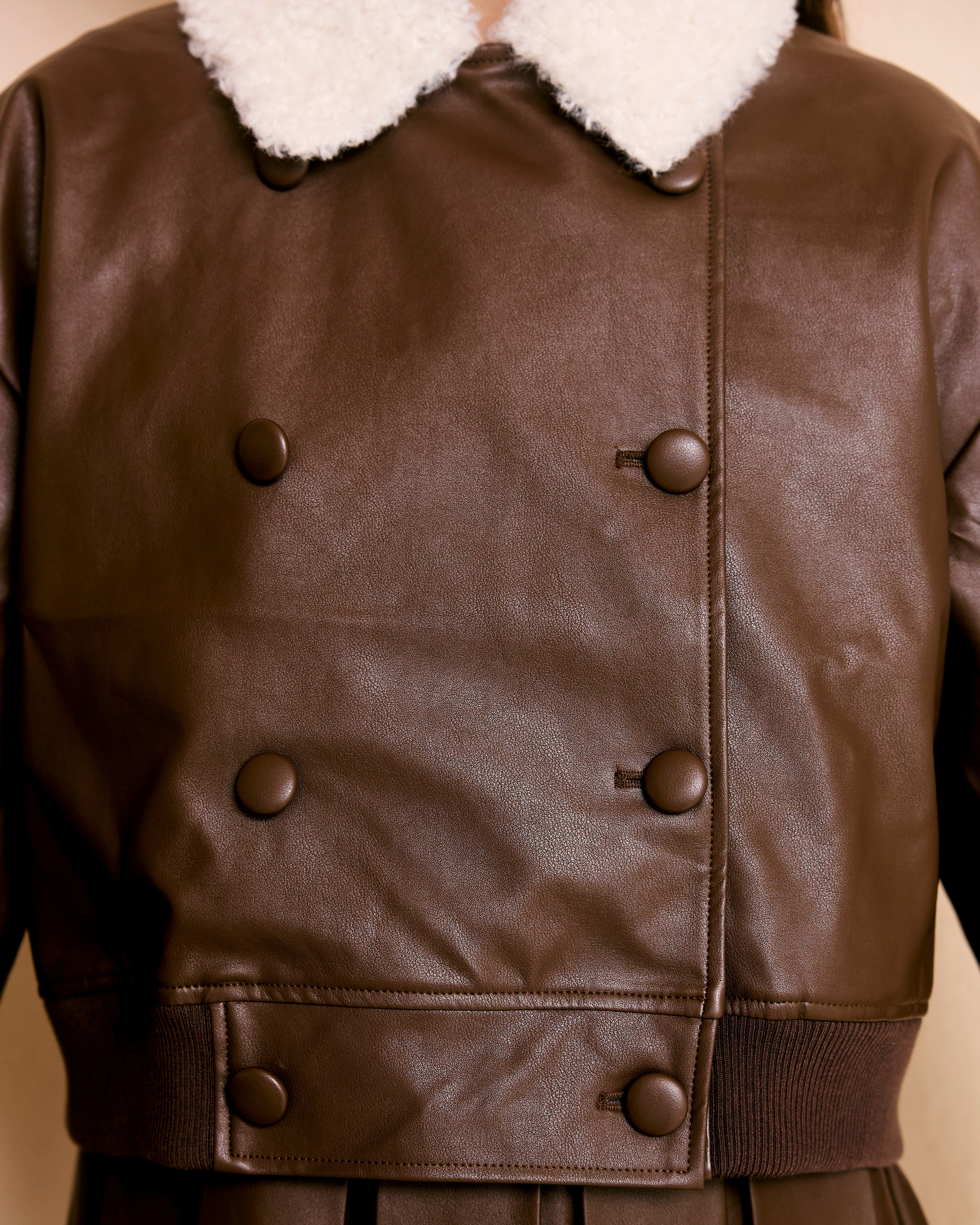 logo fur leather jacket
