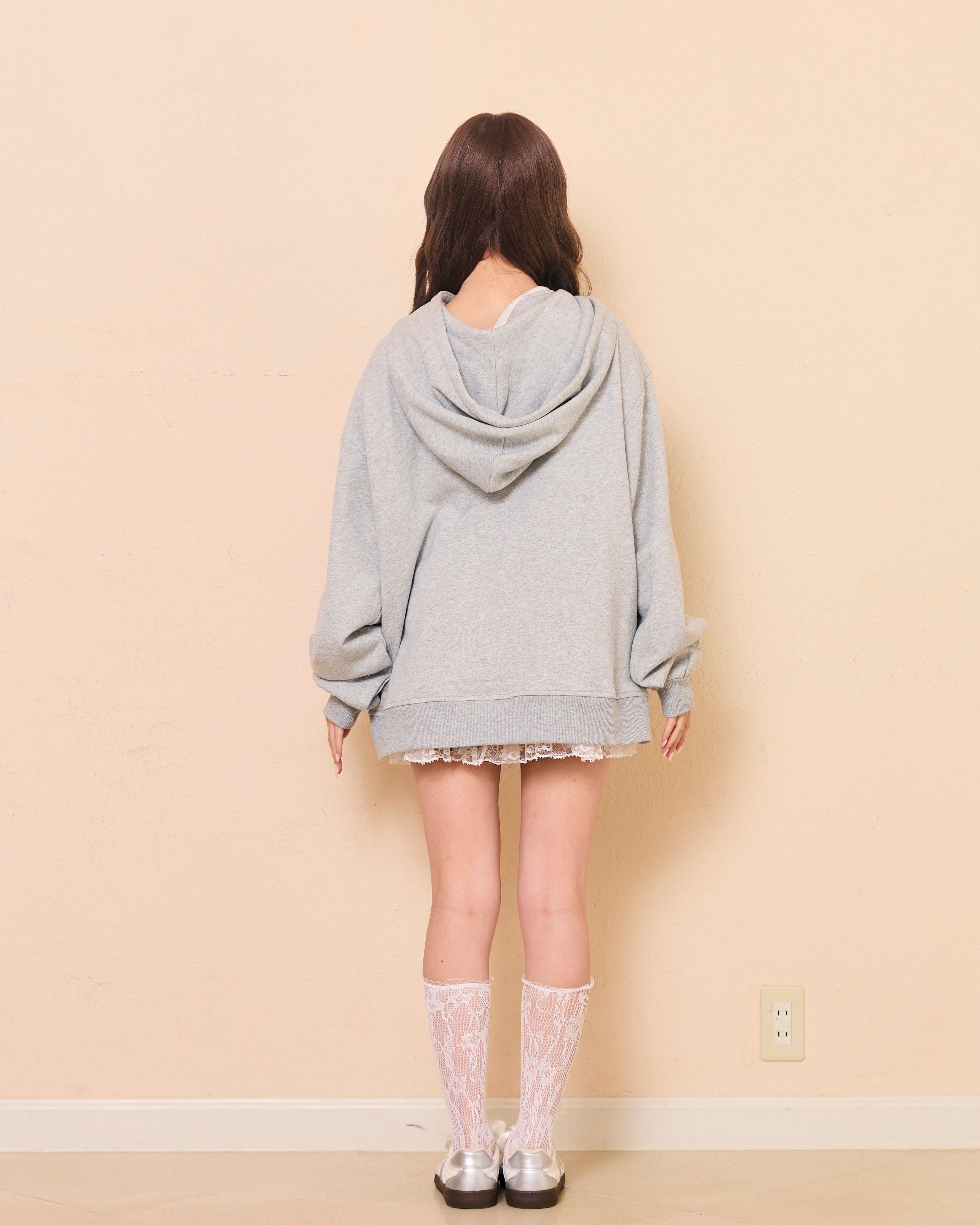lace logo zipup hoodie