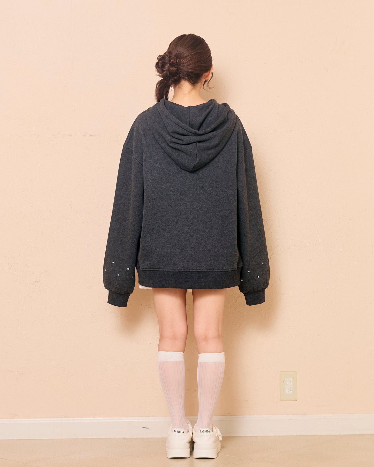 lace logo zipup hoodie