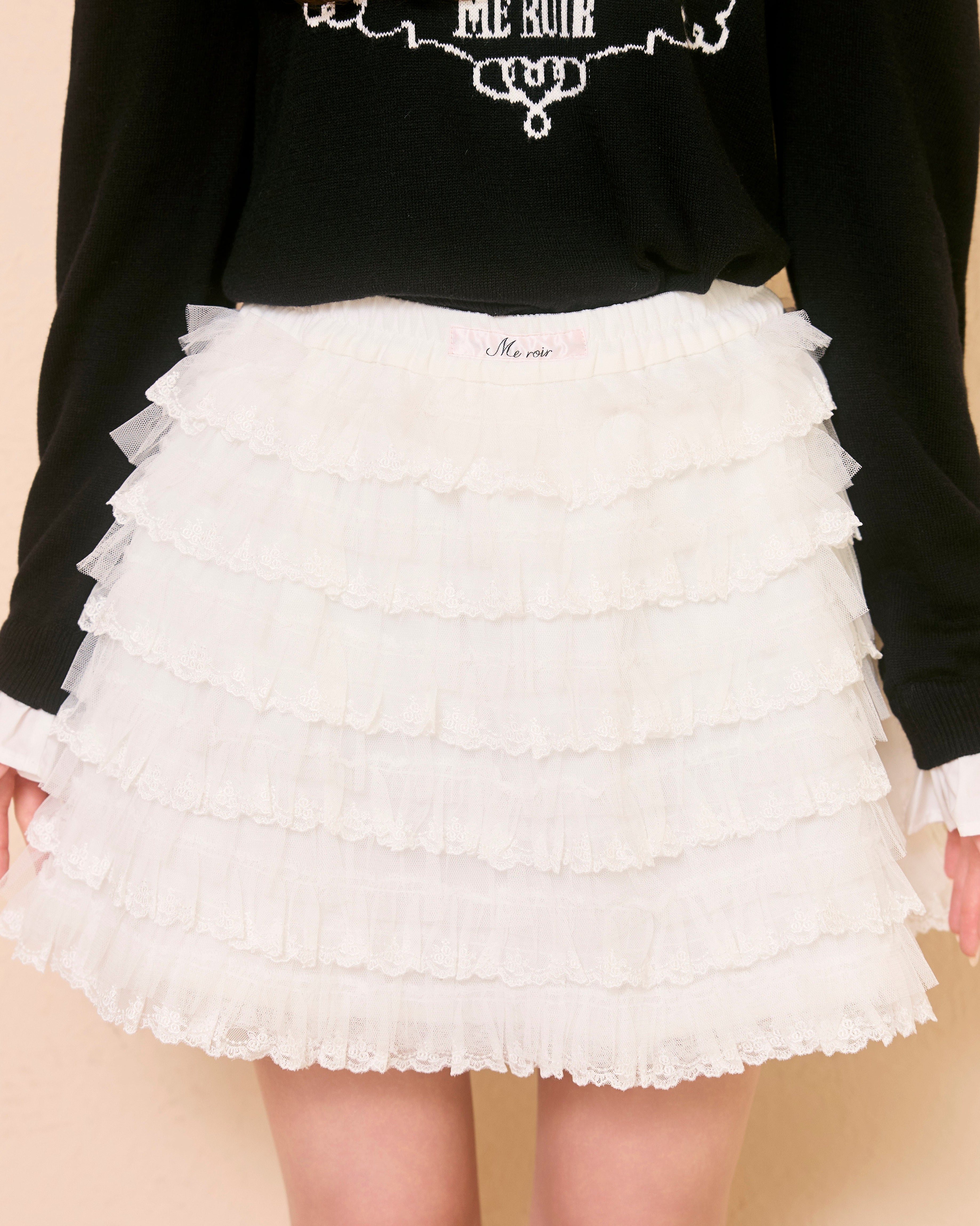 rose lace mini skirt