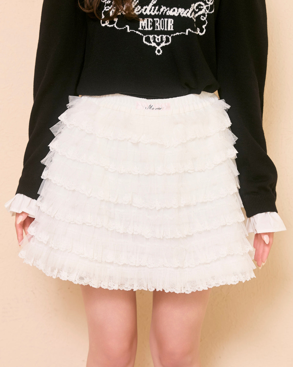 rose lace mini skirt