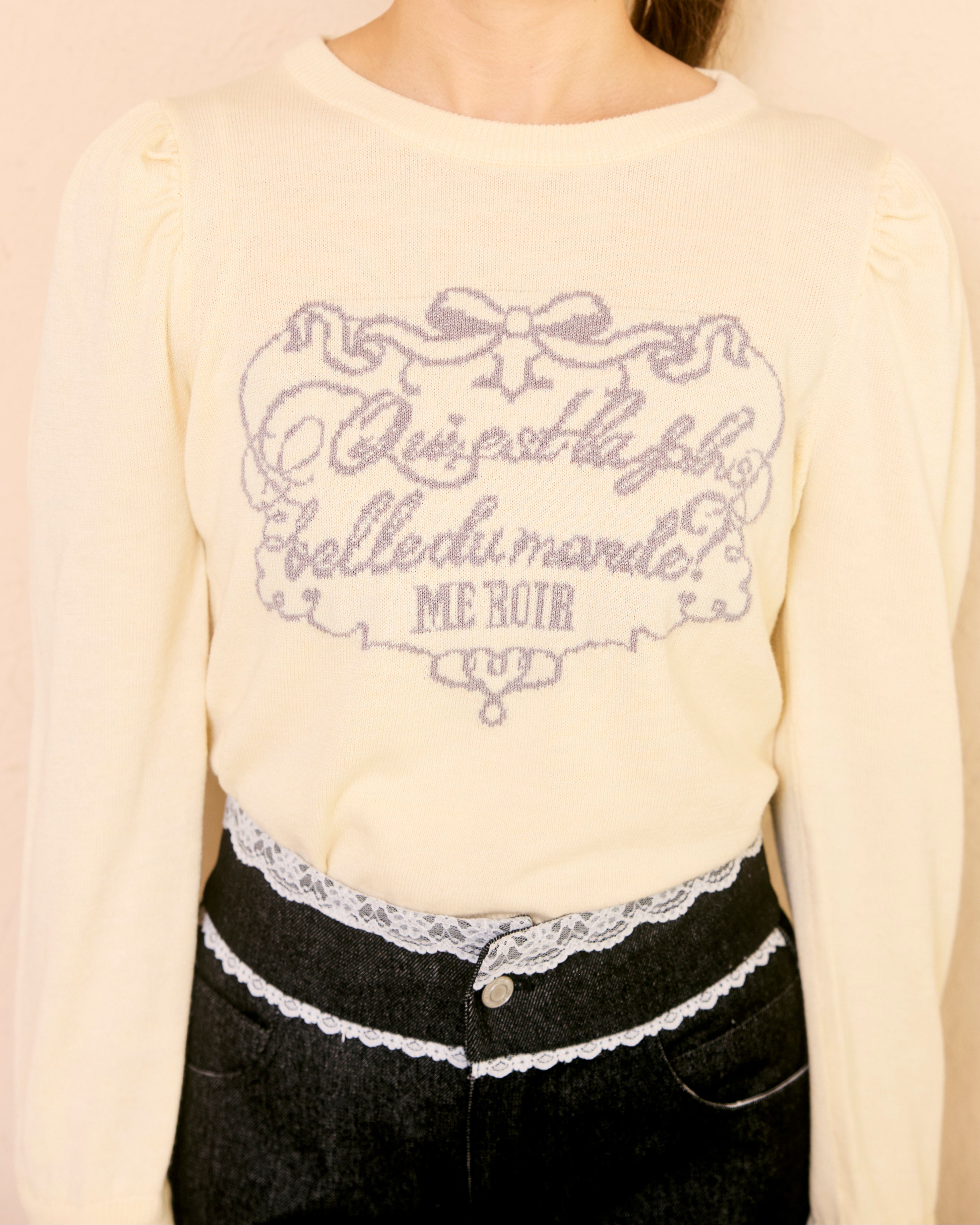 message logo knit tops