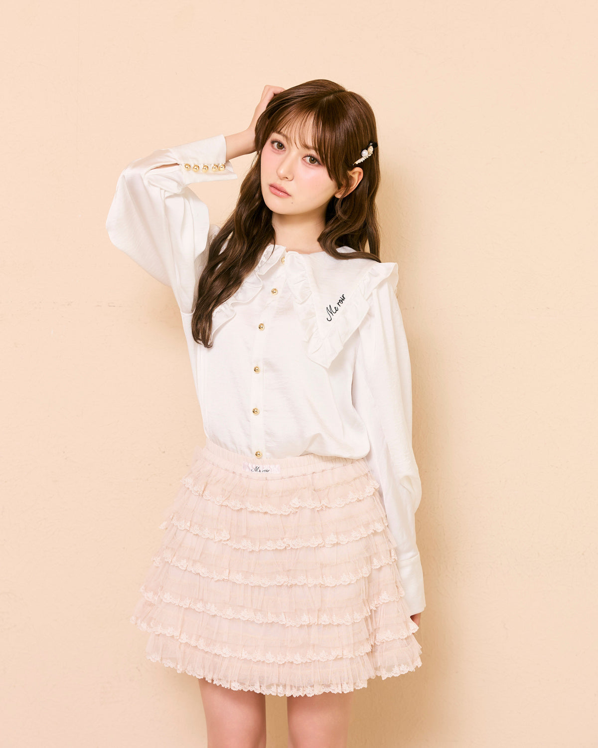 rose lace mini skirt