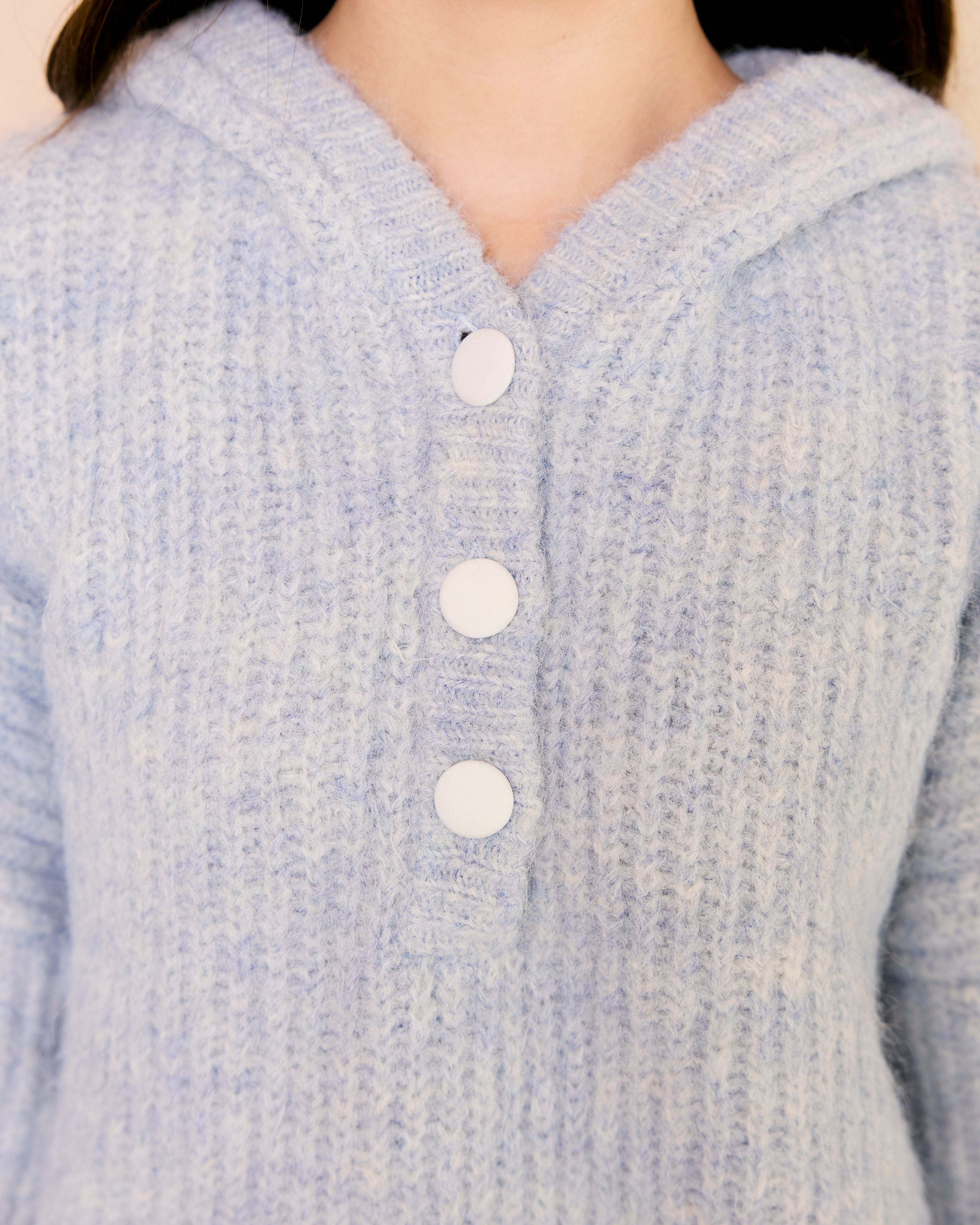 lace tag knit hoodie