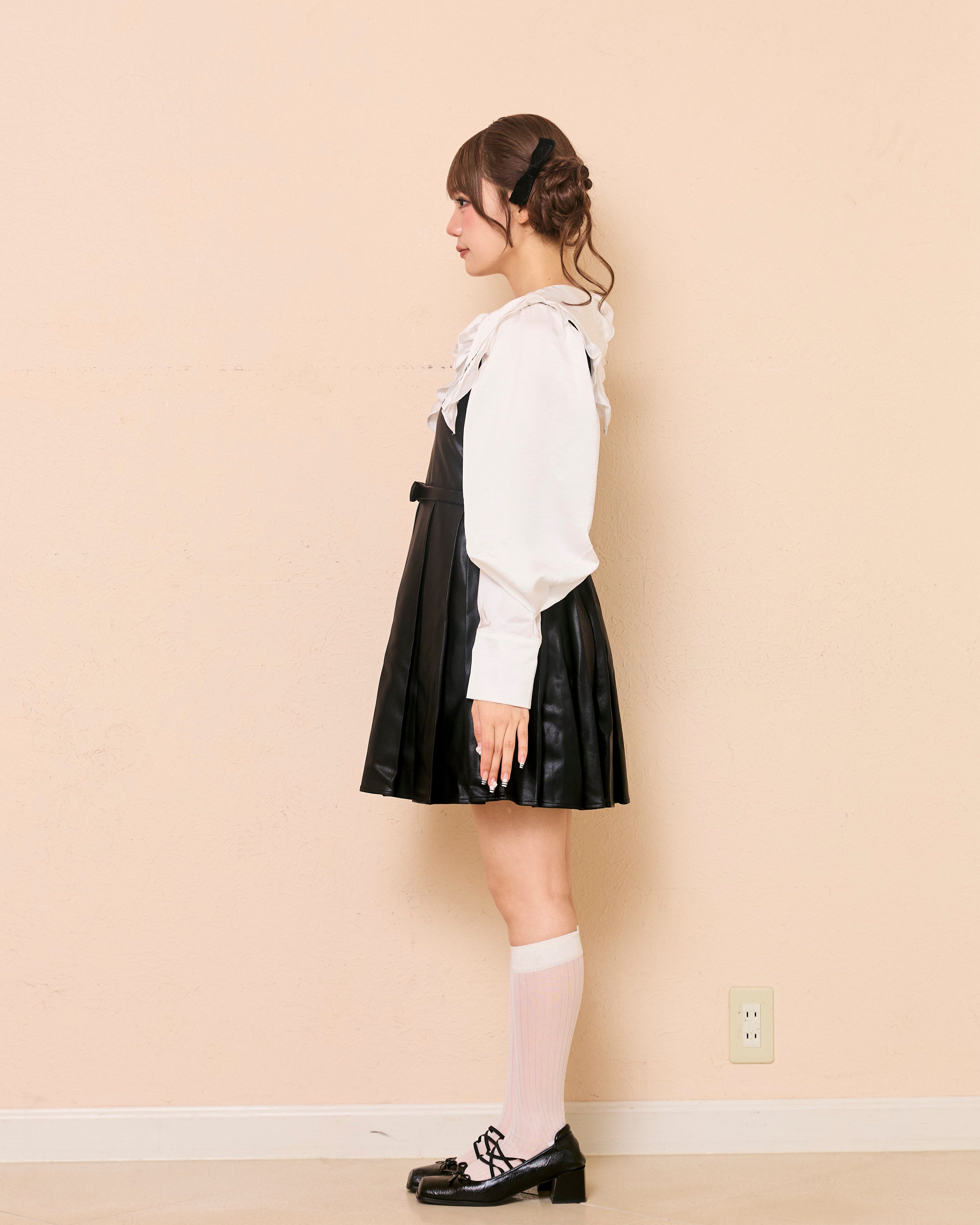 leather pleats mini onepiece