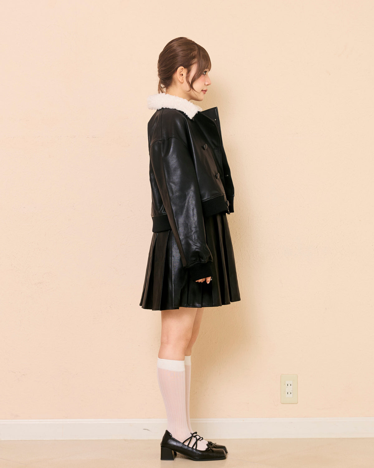 logo fur leather jacket