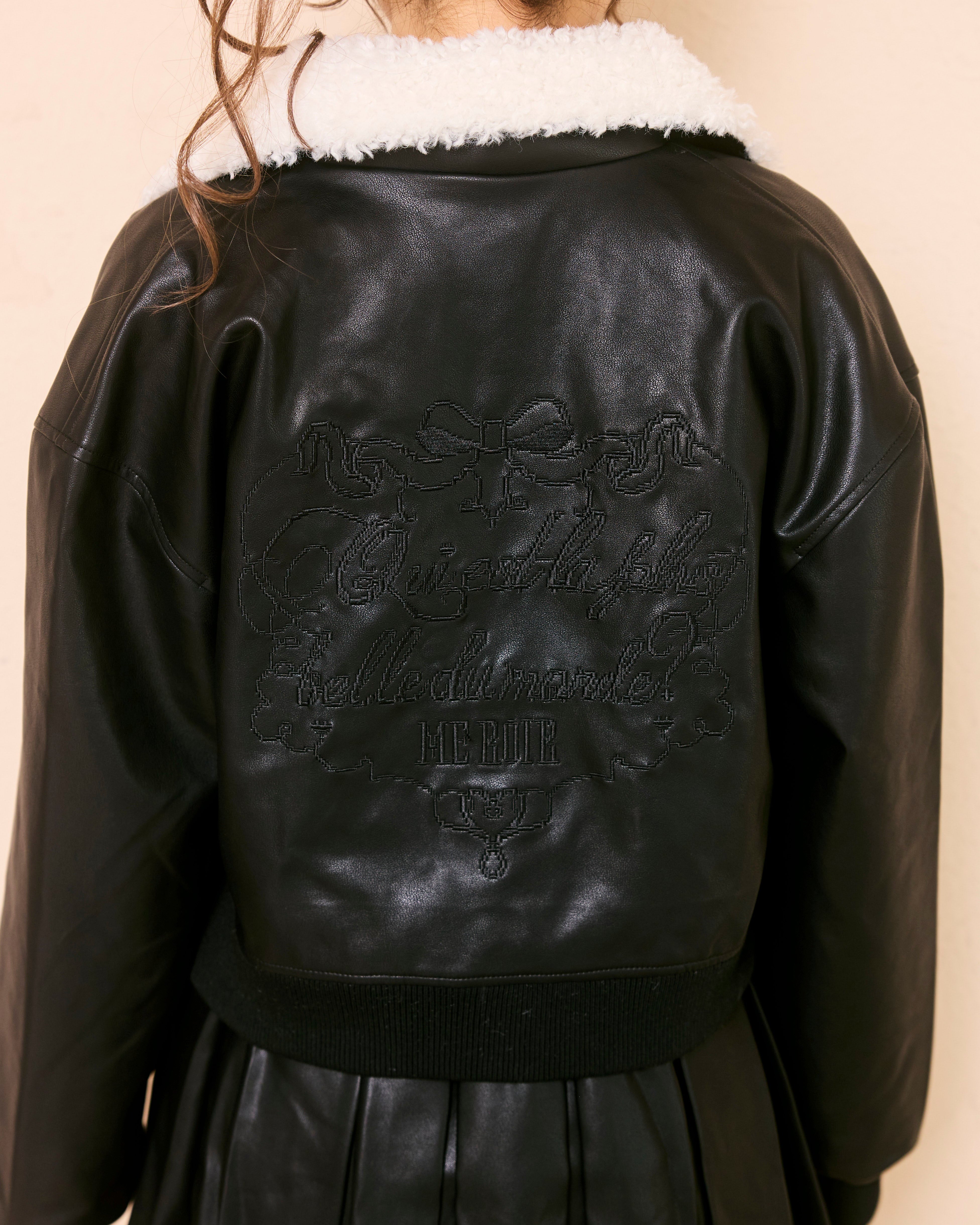 logo fur leather jacket