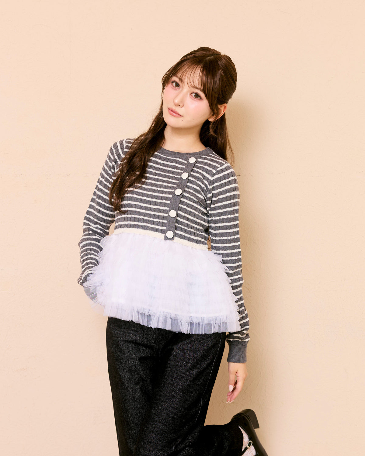 plume peplum ribbon knit