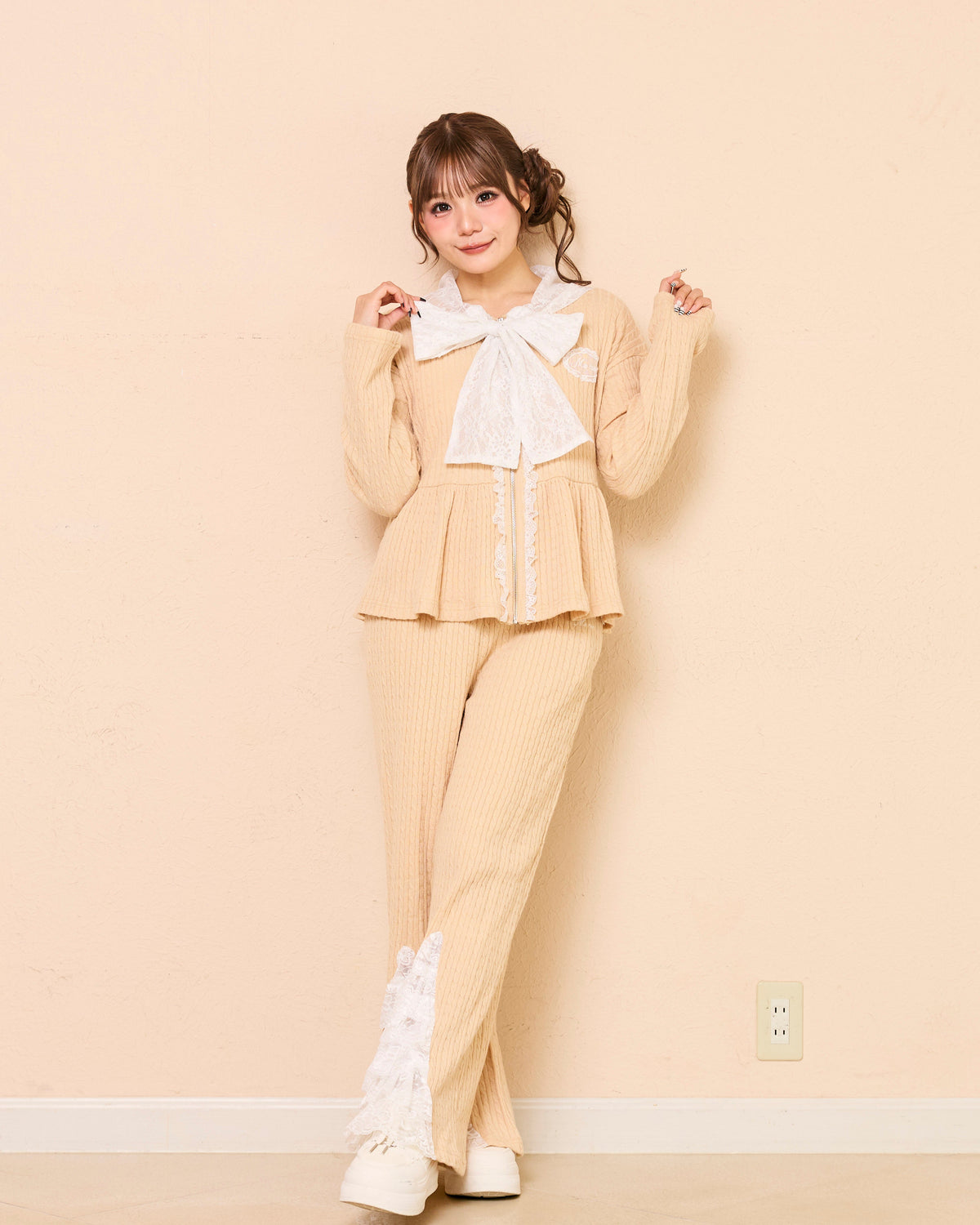 lace peplum ribbon knit