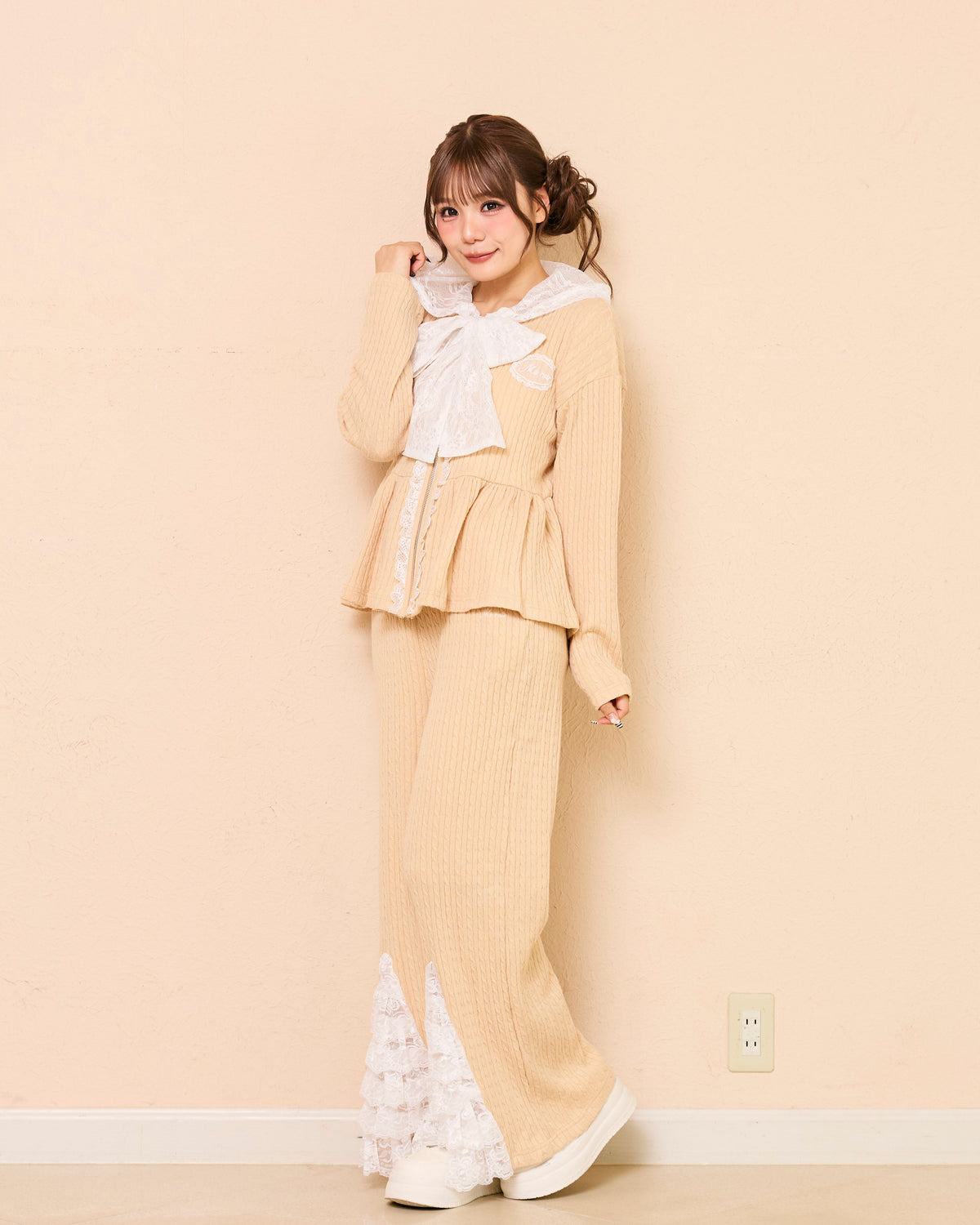 lace peplum ribbon knit