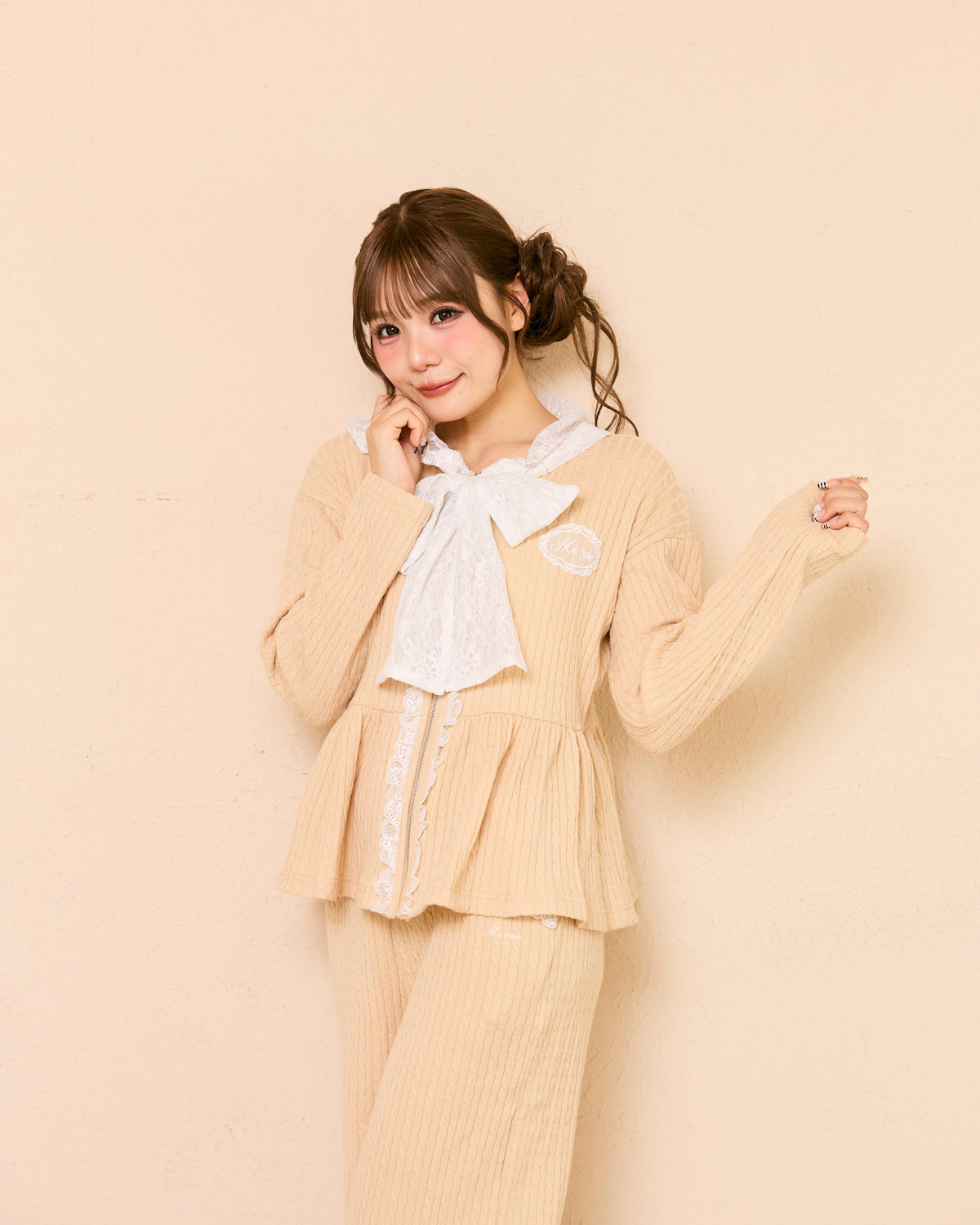 lace peplum ribbon knit