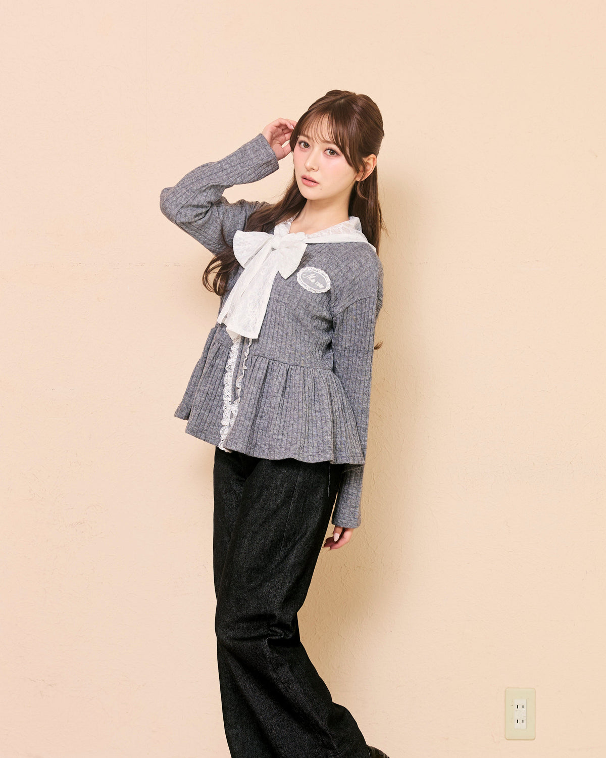 lace peplum ribbon knit