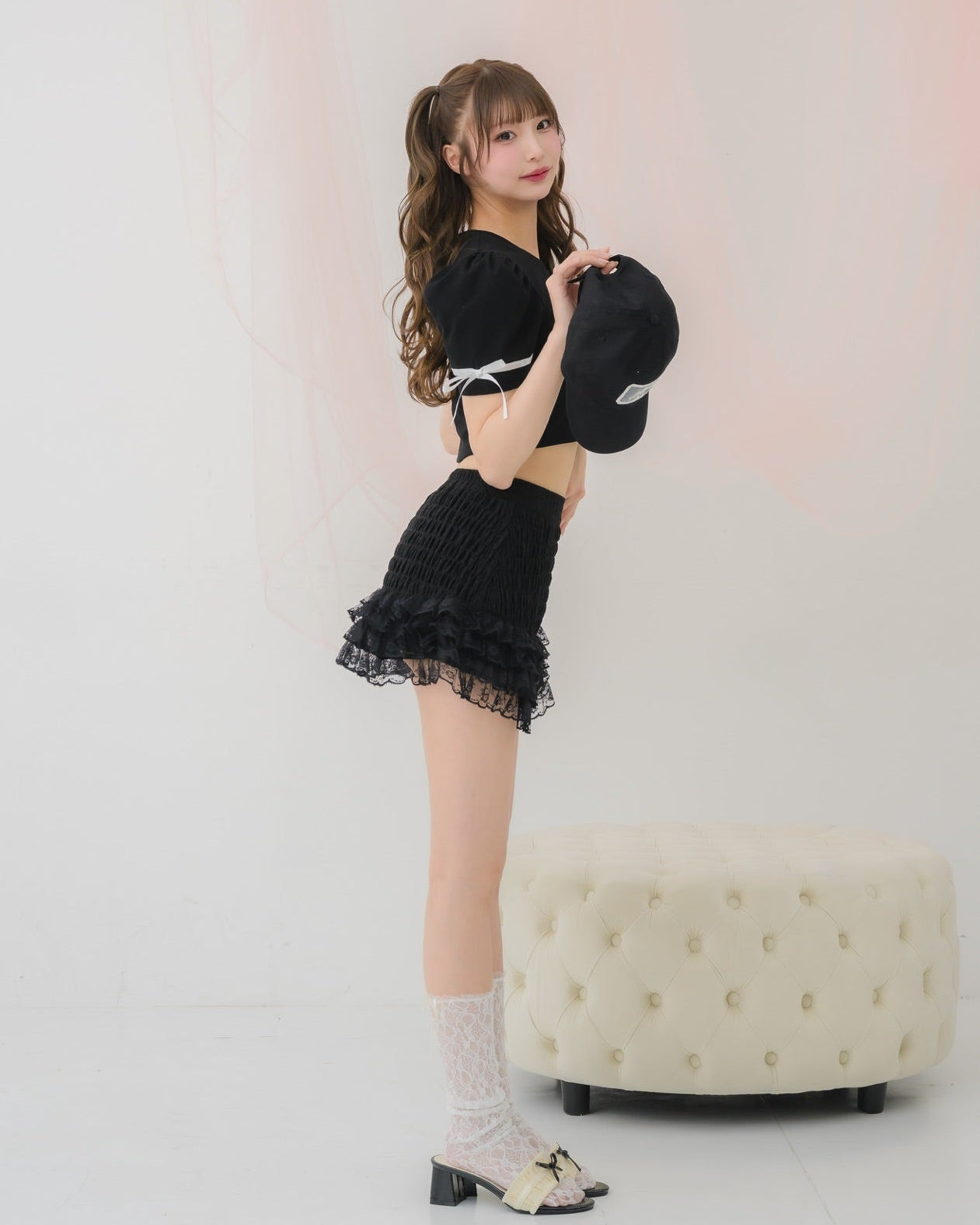 tiered shirred skirt pants