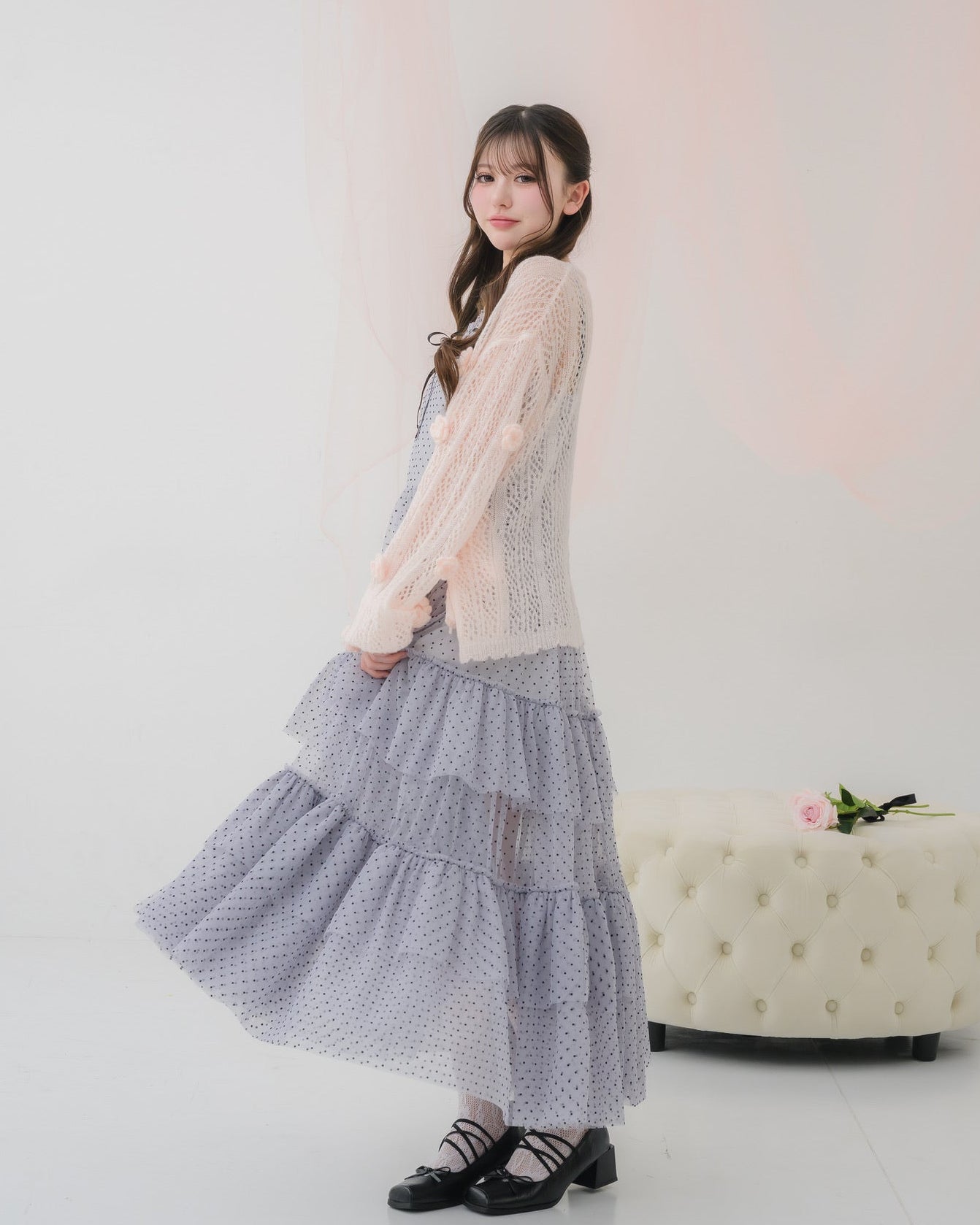 flower knit cardigan