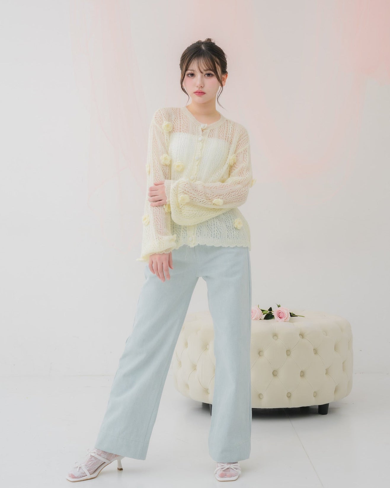 flower knit cardigan