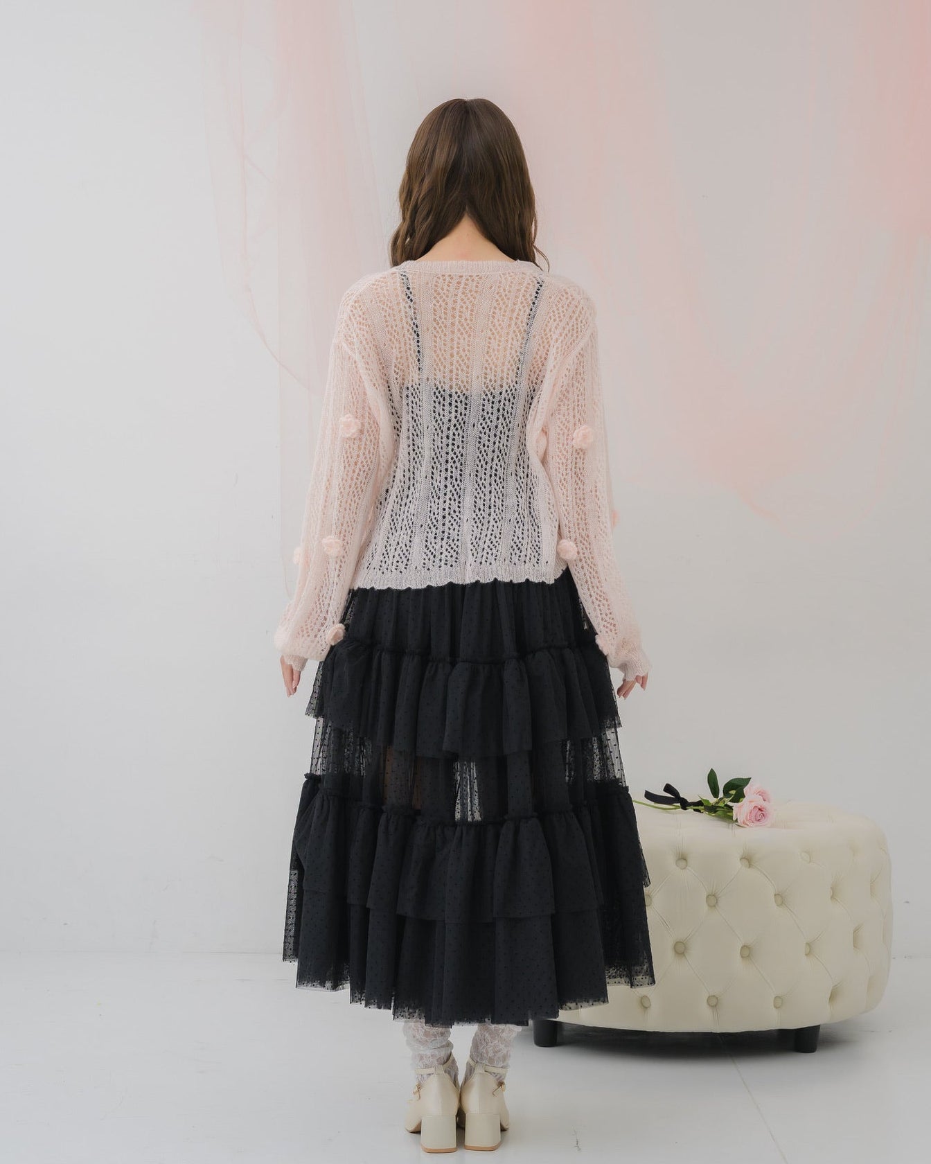 flower knit cardigan
