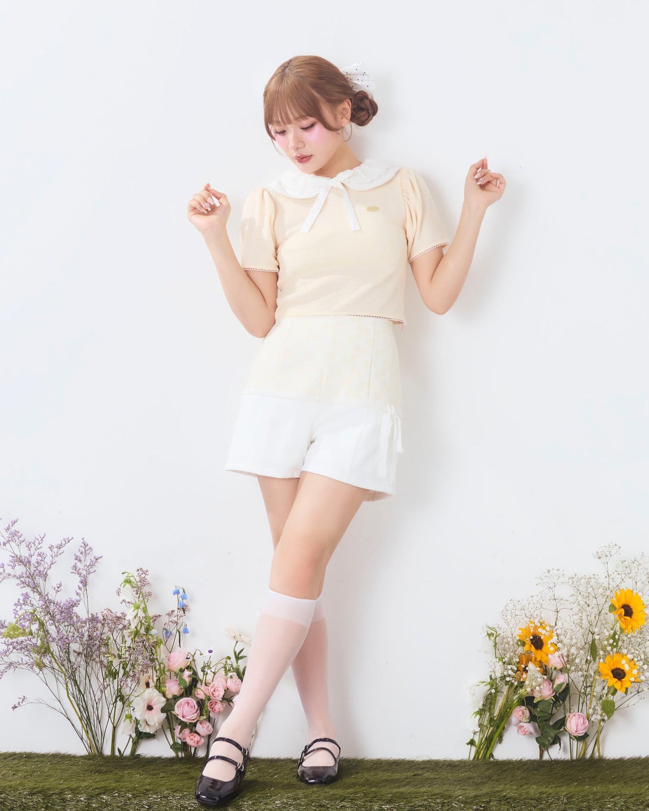 marine round collar knit tops