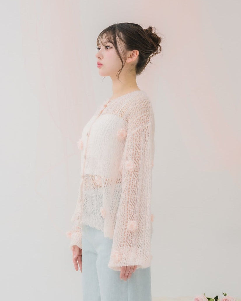 flower knit cardigan