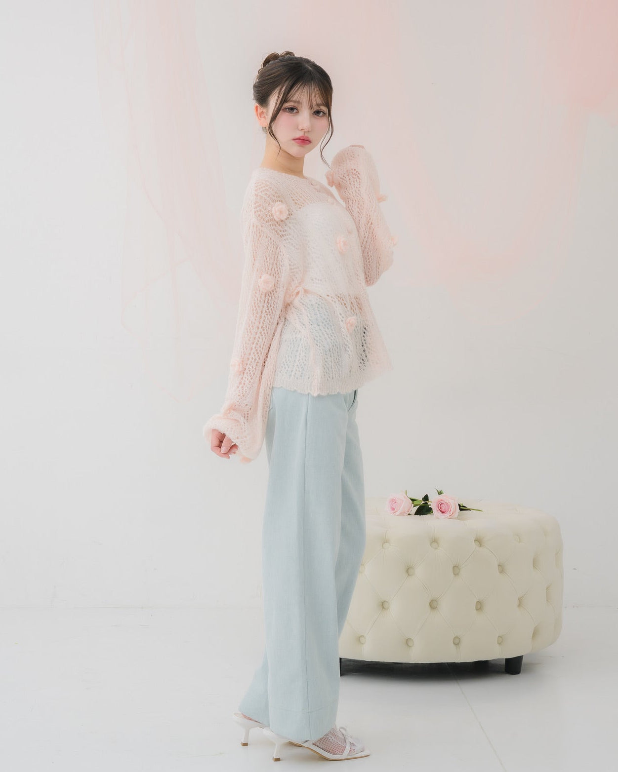 flower knit cardigan