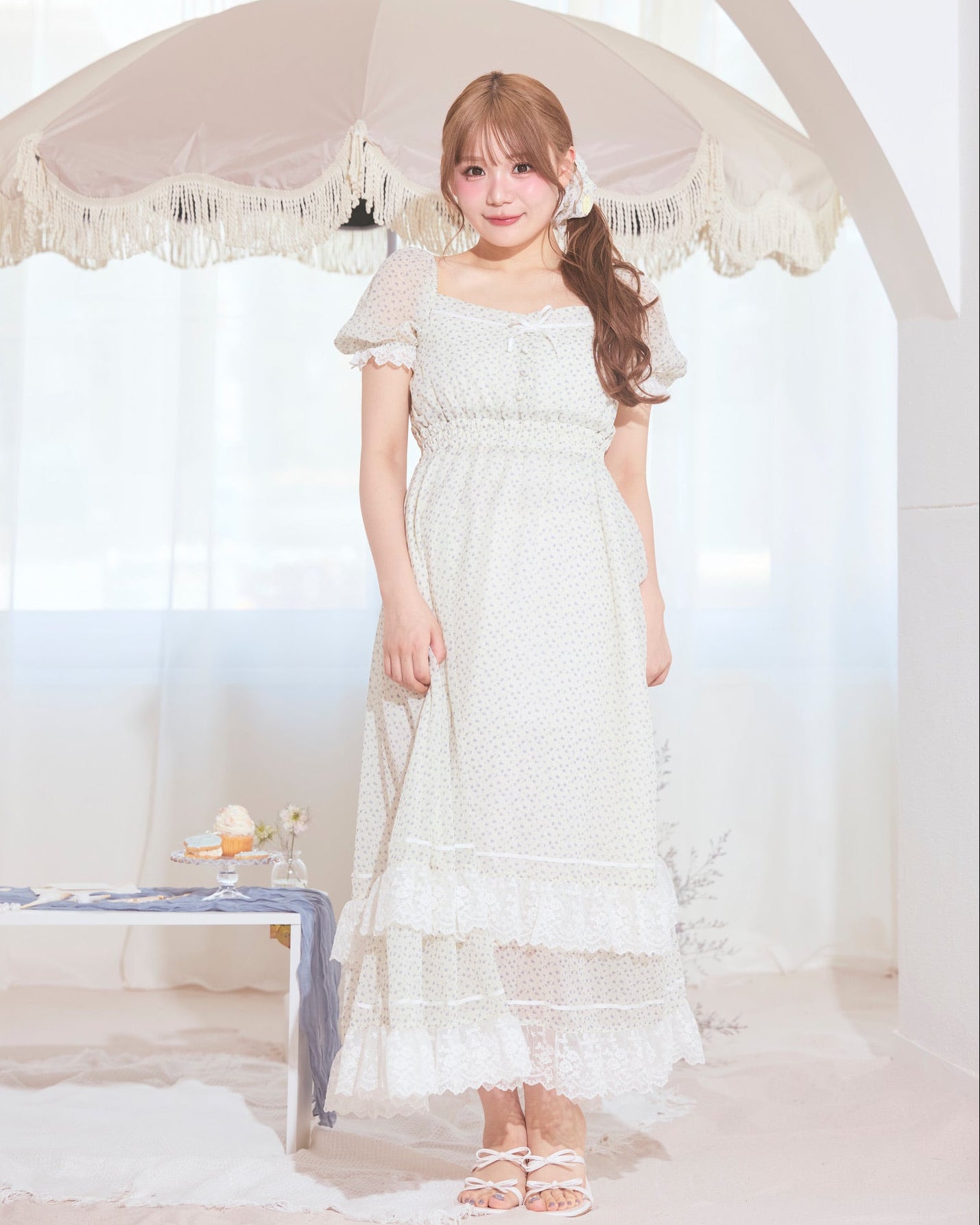 flower chiffon long onepiece