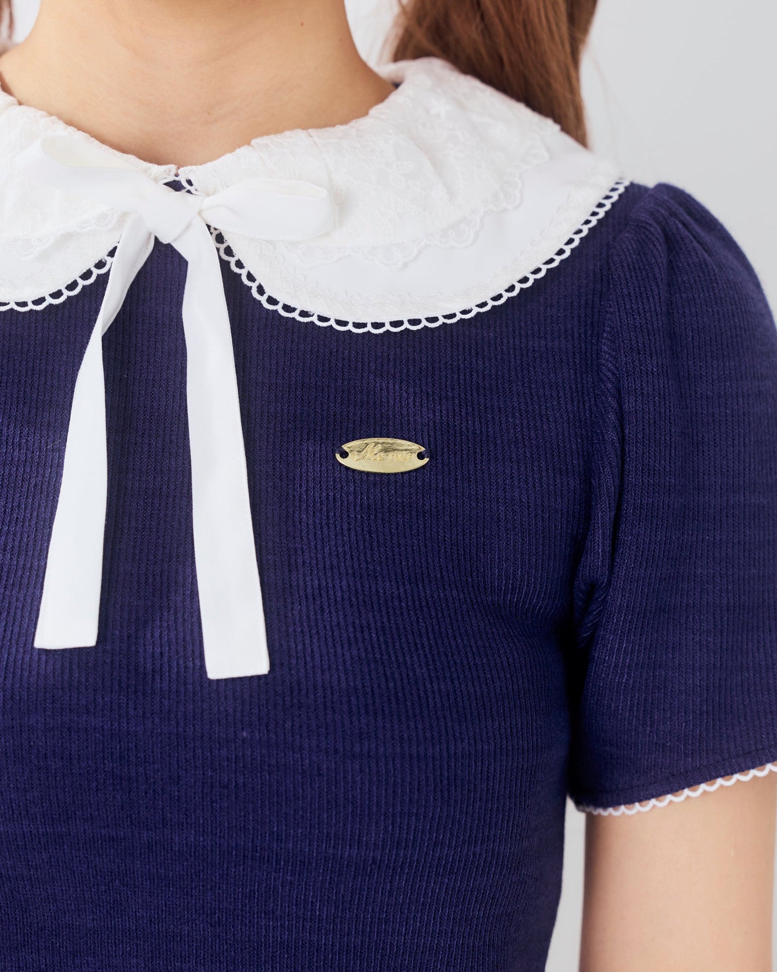 marine round collar knit tops