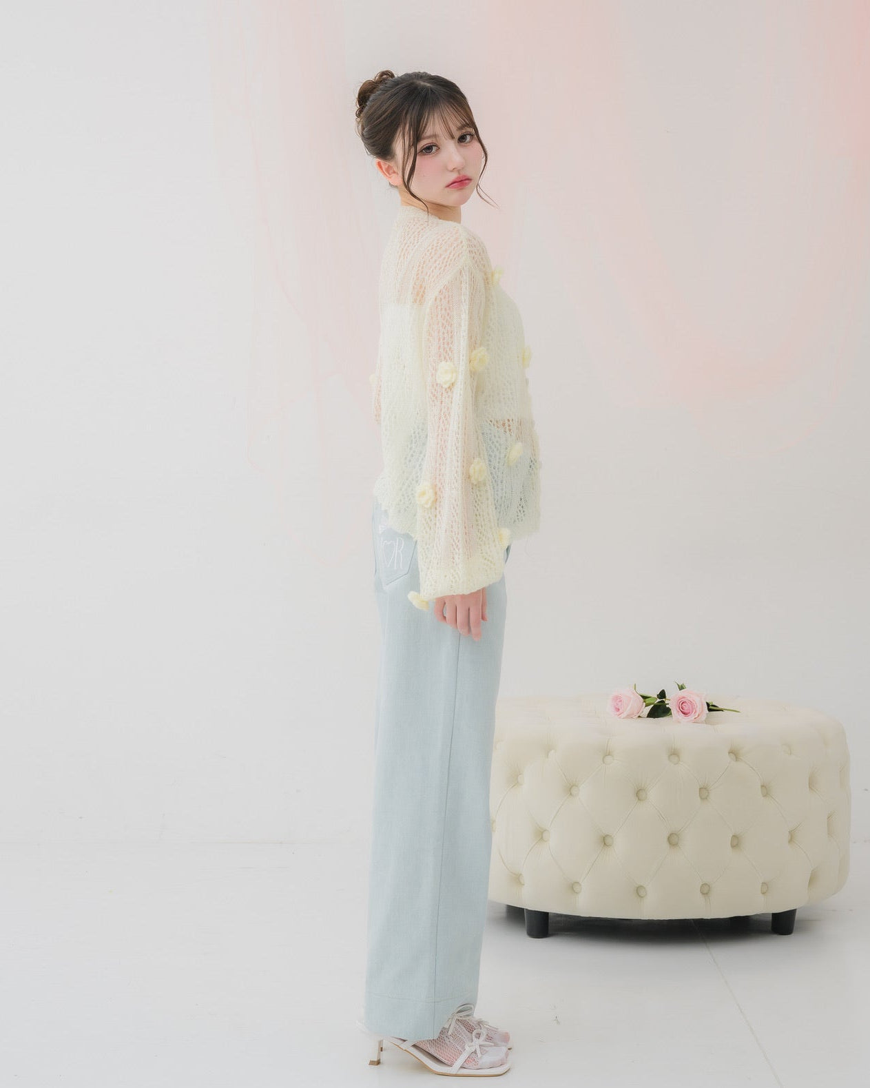 flower knit cardigan
