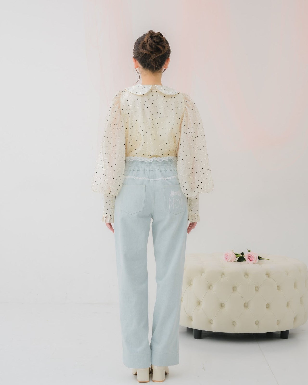 sheer chiffon ribbon blouse