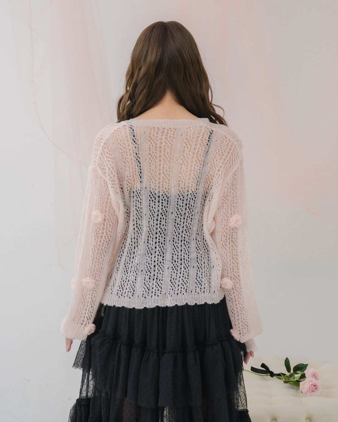 flower knit cardigan