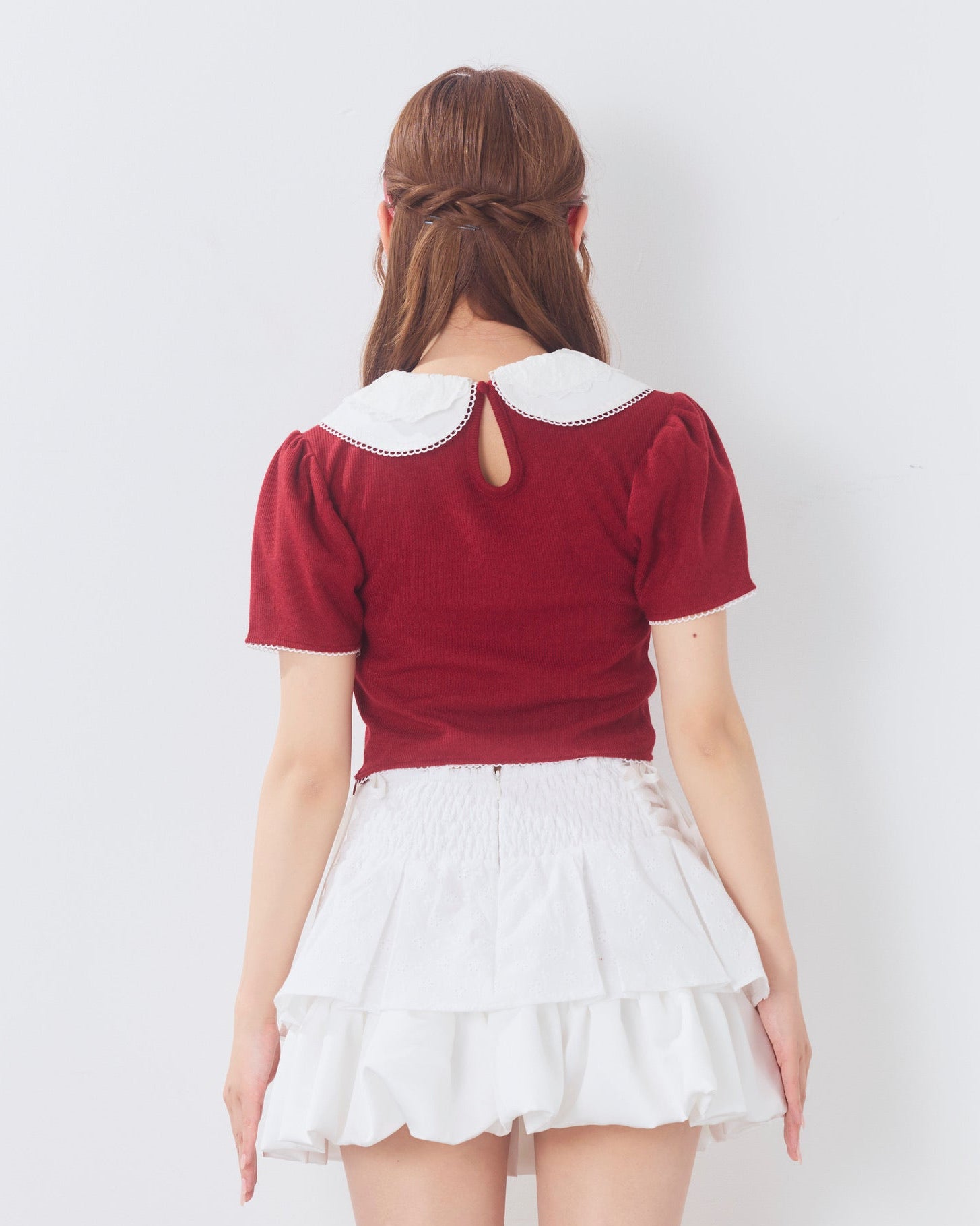 marine round collar knit tops